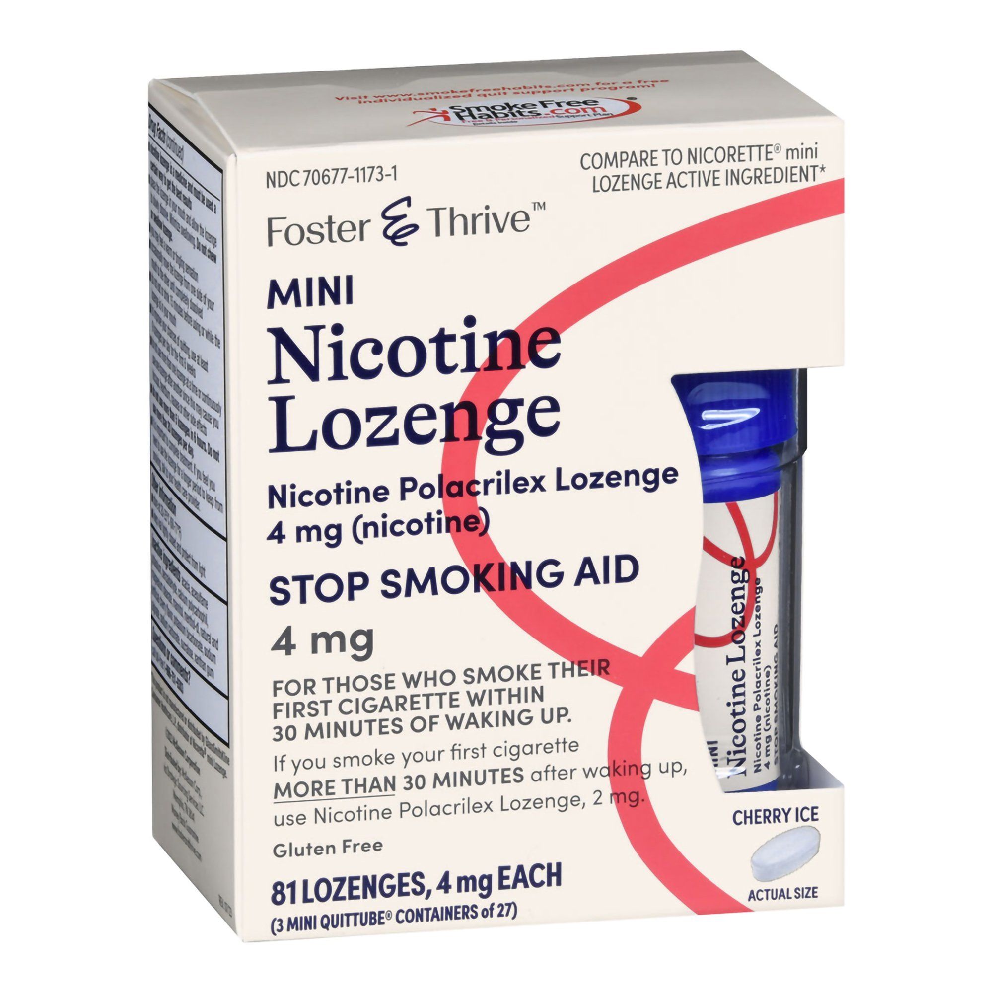 Foster & Thrive Stop Smoking Aid Mini Nicotine Lozenges, 4 mg, Cherry Ice - 81 ct