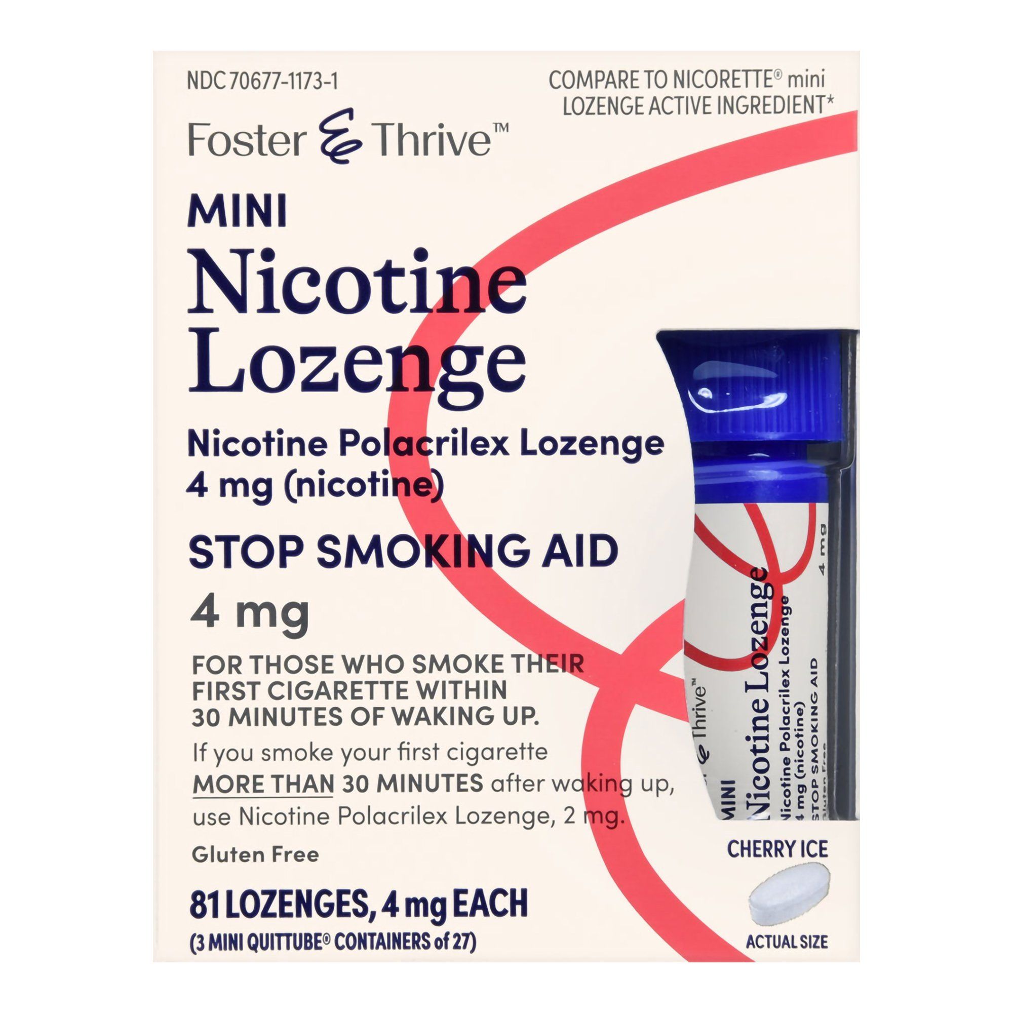 Foster & Thrive Stop Smoking Aid Mini Nicotine Lozenges, 4 mg, Cherry Ice - 81 ct