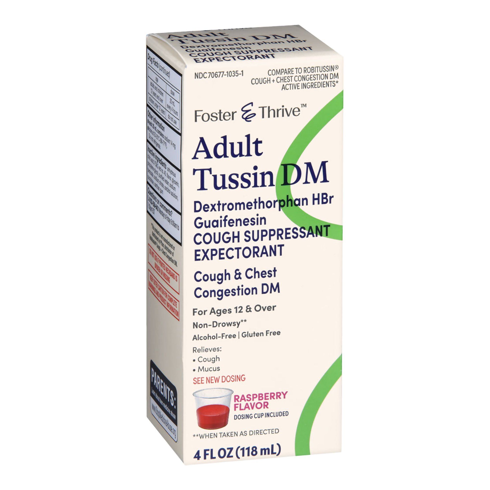Foster & Thrive Tussin DM Cough & Chest Congestion, Raspberry - 4 fl oz