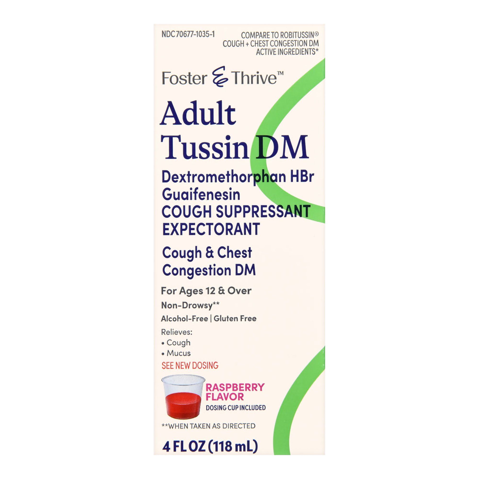 Foster & Thrive Tussin DM Cough & Chest Congestion, Raspberry - 4 fl oz