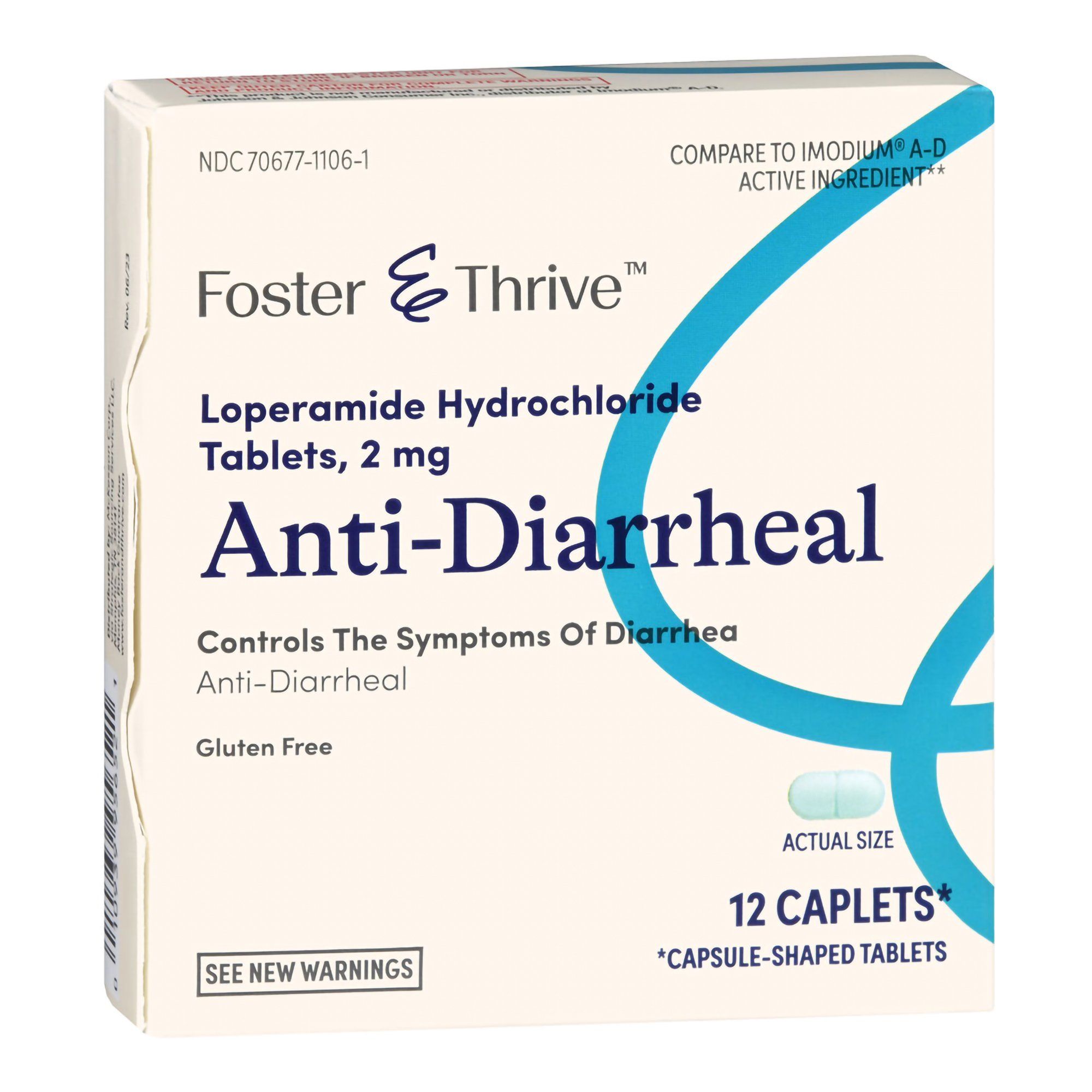 Foster & Thrive Anti-Diarrheal Loperamide HCl Caplets, 2 mg - 12 ct