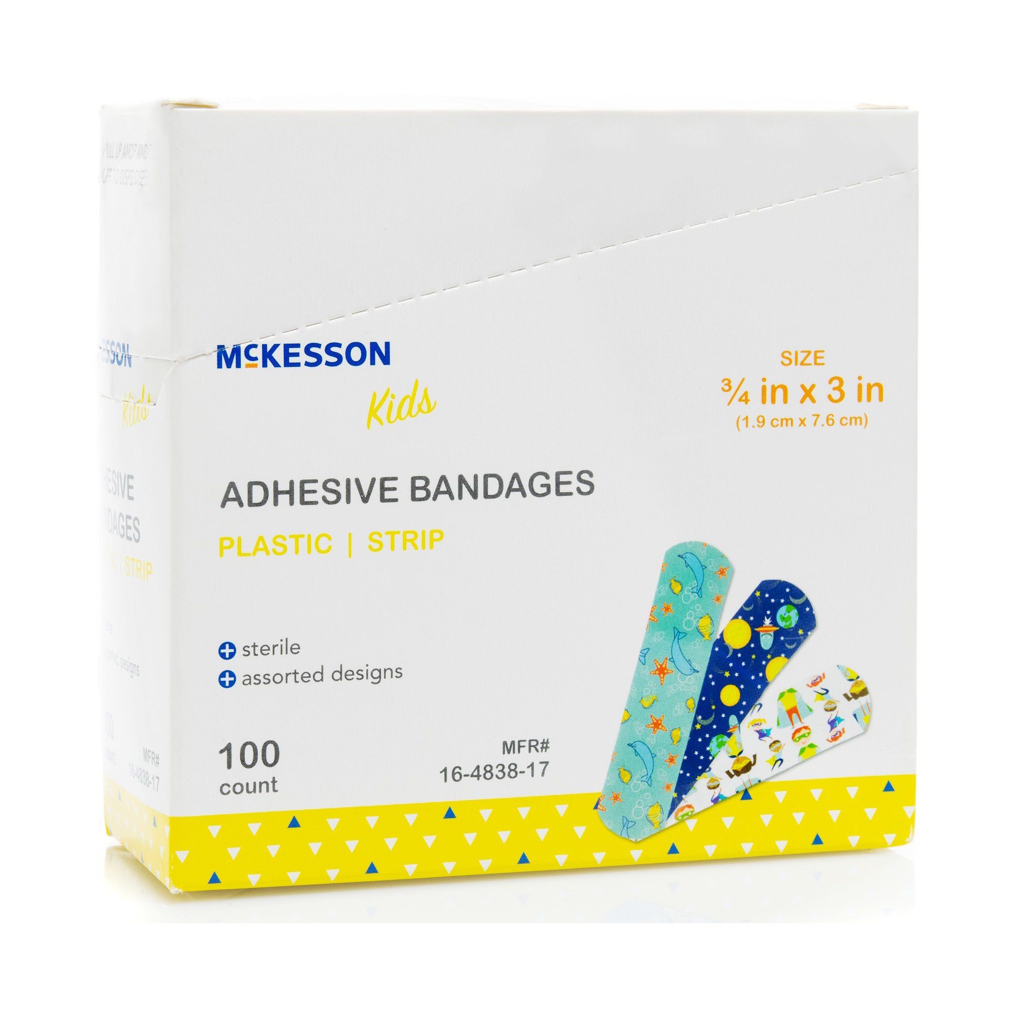 McKesson Kids Adhesive Strip Bandages (Assorted Prints), 3/4 x 3"- 100 ct