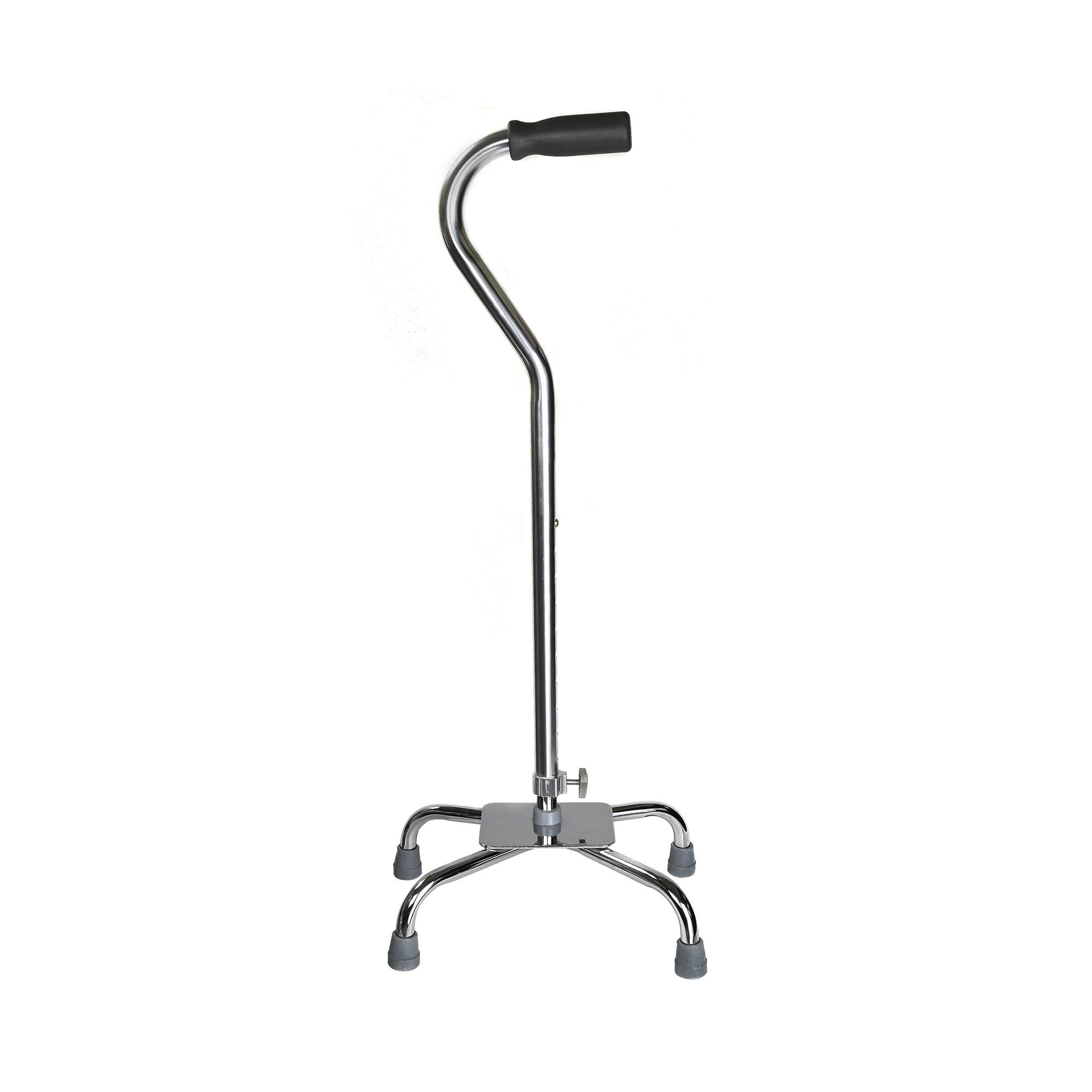 McKesson Chrome Steel Large Base Quad Cane, Adjustable Height 29" - 37.5" - 300 lb Weight Capacity