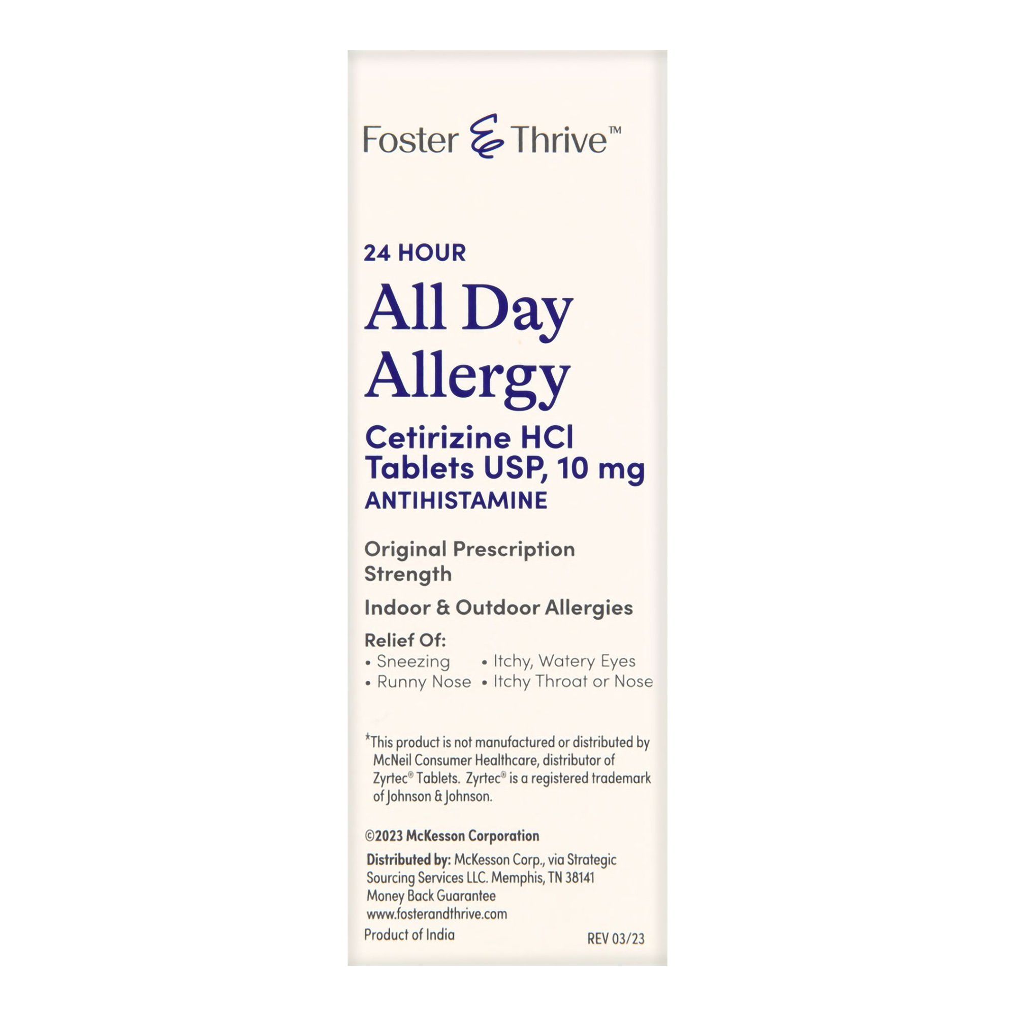 Foster & Thrive All Day Allergy Relief Cetirizine Tablets,10 mg - 30 ct