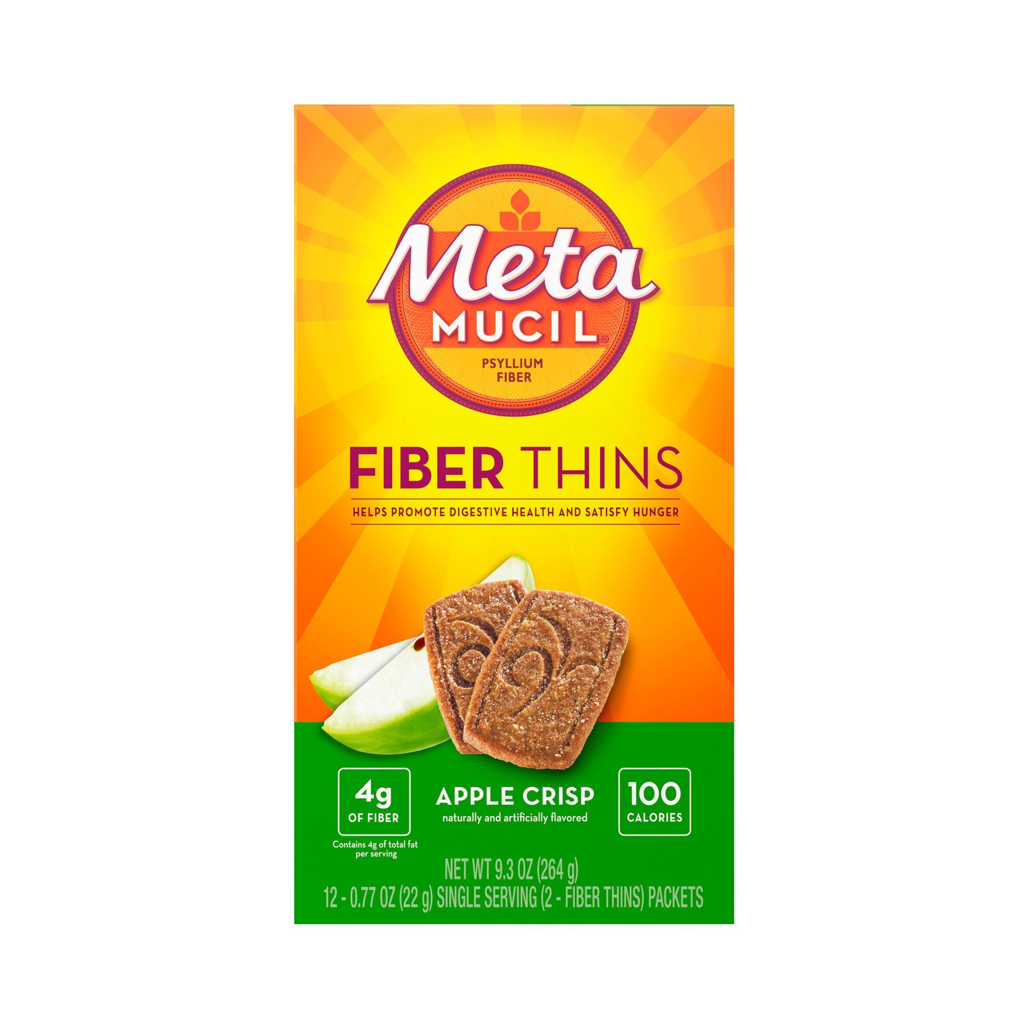 Metamucil Fiber Thins, Apple Crisp - 12 packs