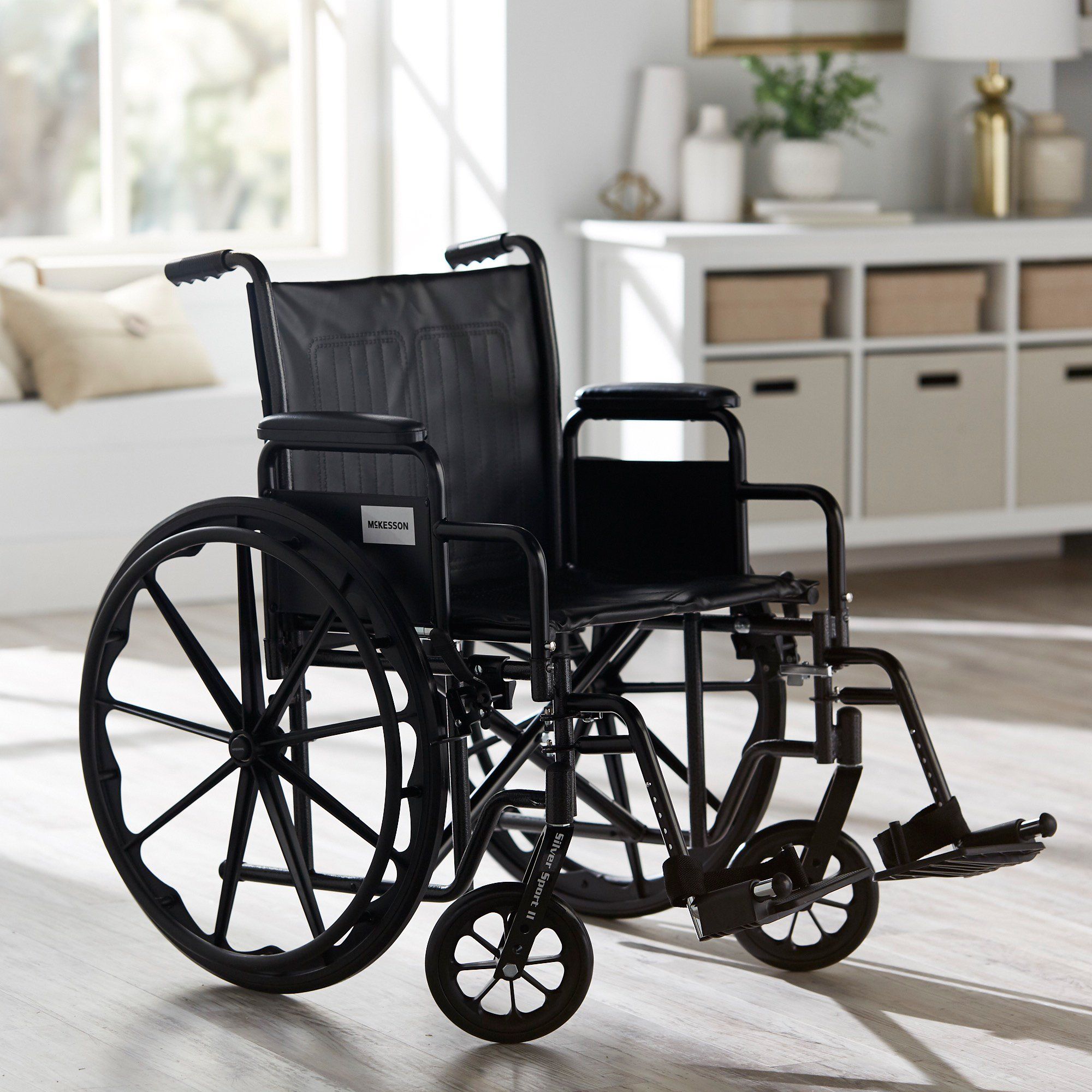 McKesson Wheelchair with Swing-Away Footrests & Detachable Arms - 350 lbs Weight Capacity