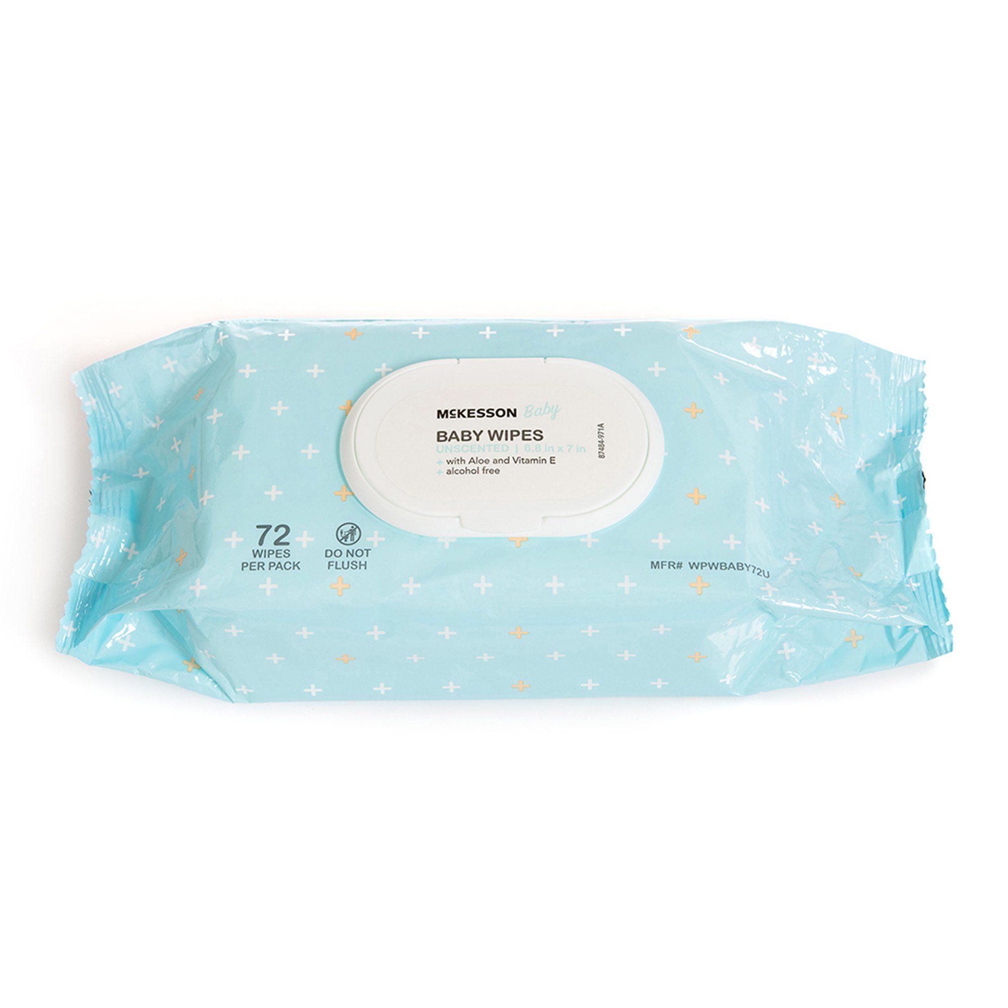 McKesson Baby Wipes with Aloe & Vitamin E, Unscented for Sensitive Skin, 1 pack - 72 ct