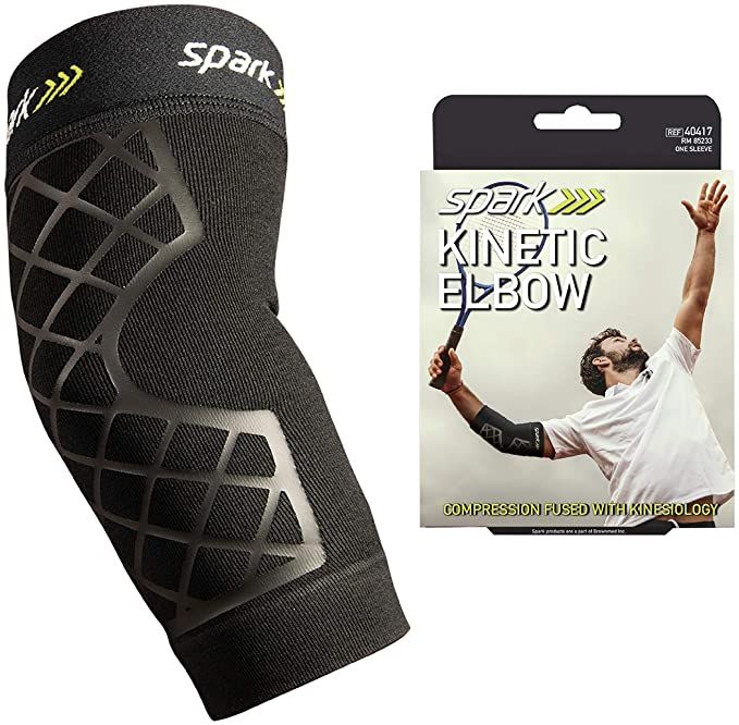 Spark Kinetic Elbow Sleeve Compression Support with Kinesiology Tape, Universal - Medium