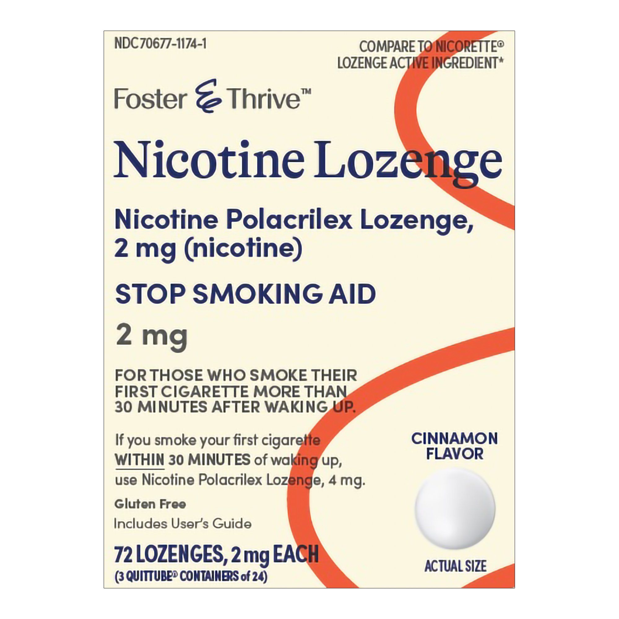 Foster & Thrive Stop Smoking Aid Nicotine Lozenges, 2 mg, Cinnamon Flavor - 72 ct