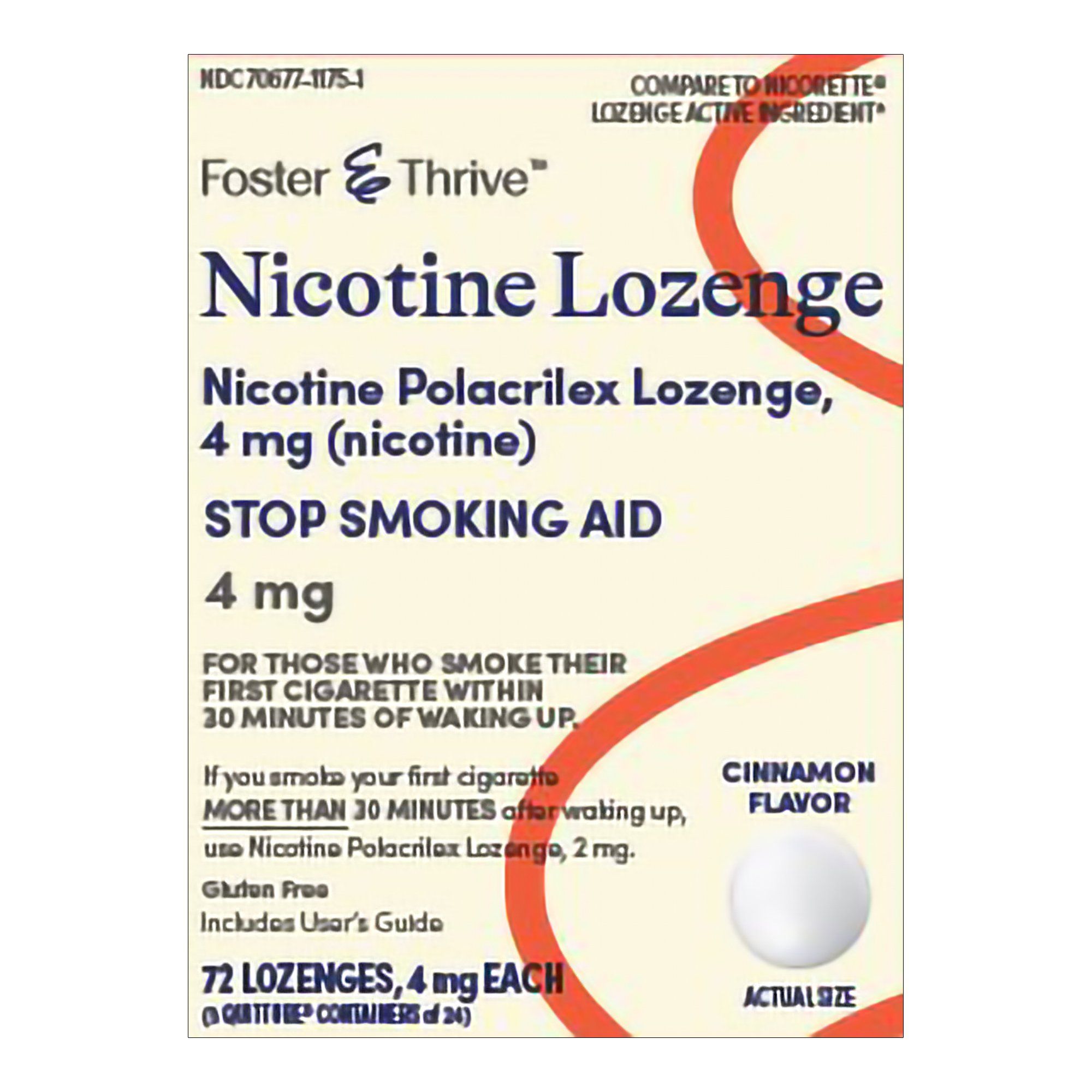 Foster & Thrive Stop Smoking Aid Nicotine Lozenges, 4 mg, Cinnamon Flavor - 72 ct