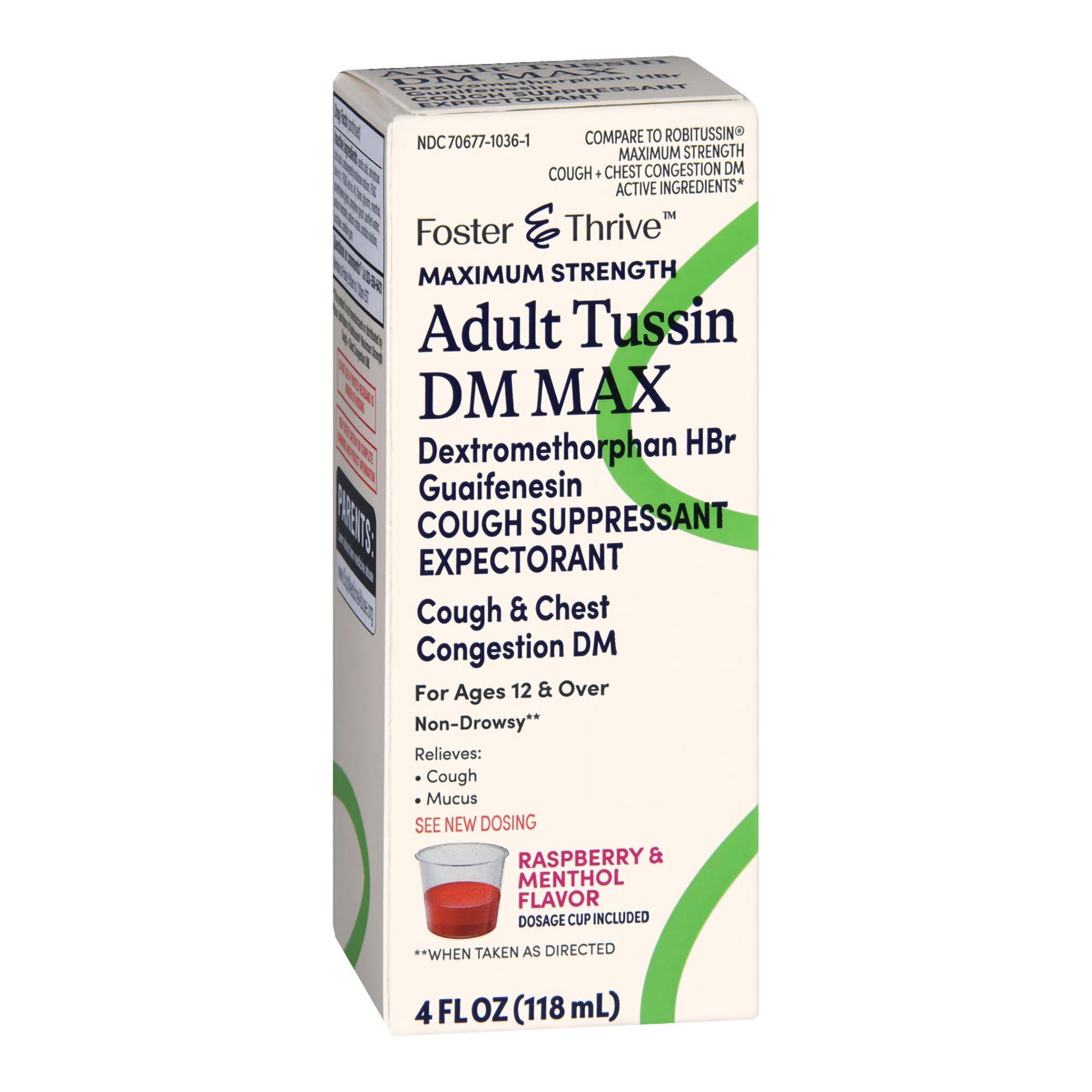 Foster & Thrive  Adult Tussin DM Max Cough & Chest Congestion Liquid, Cherry - 4 fl oz