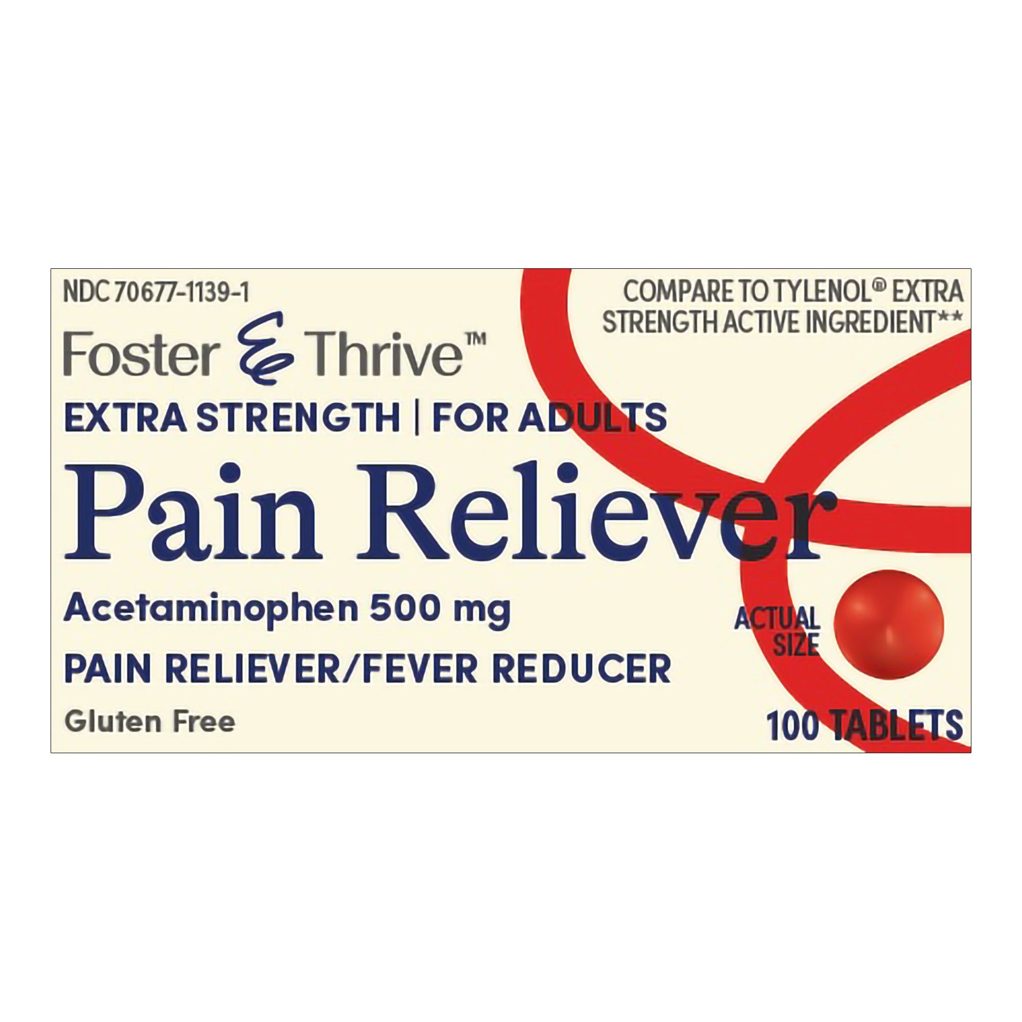 Foster & Thrive Extra Strength Pain Reliever Acetaminophen Tablets, 500 mg - 100 ct
