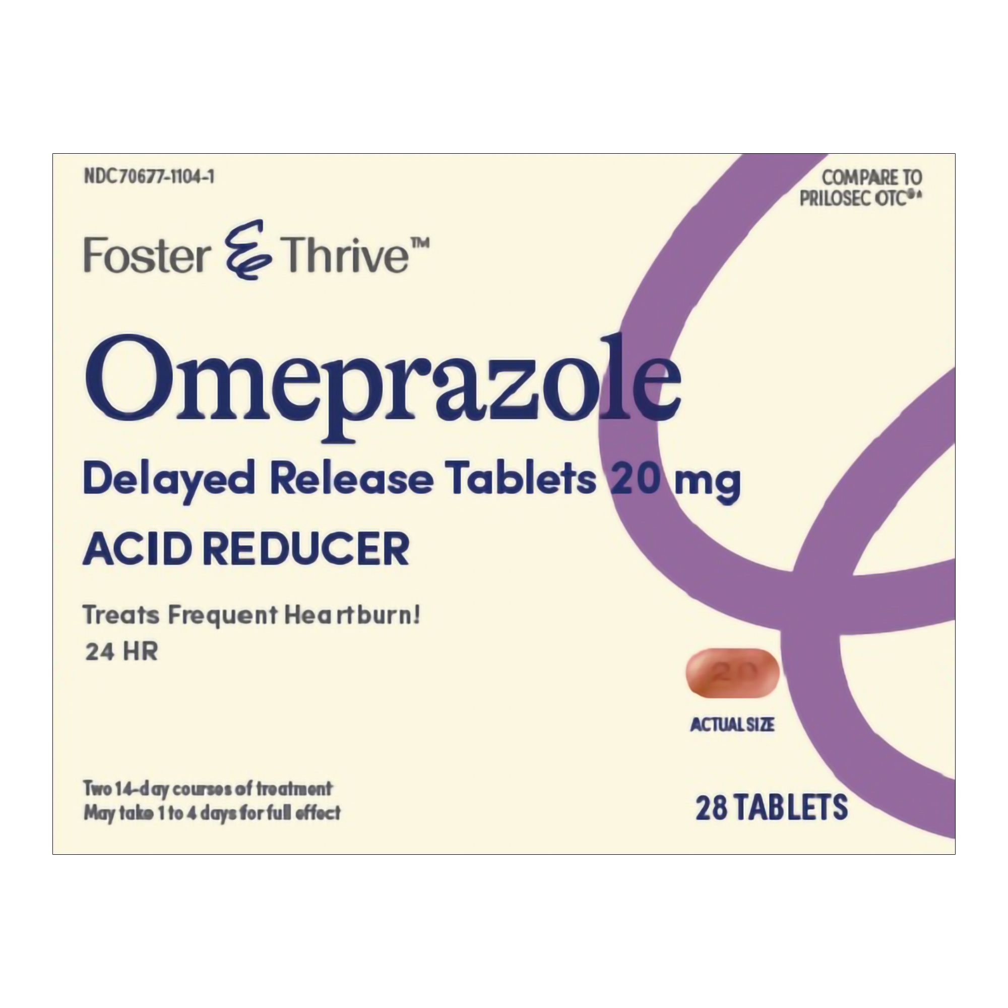 Foster & Thrive Omeprazole Delayed Release Acid Reducer Tablets, 20 mg - 28 ct