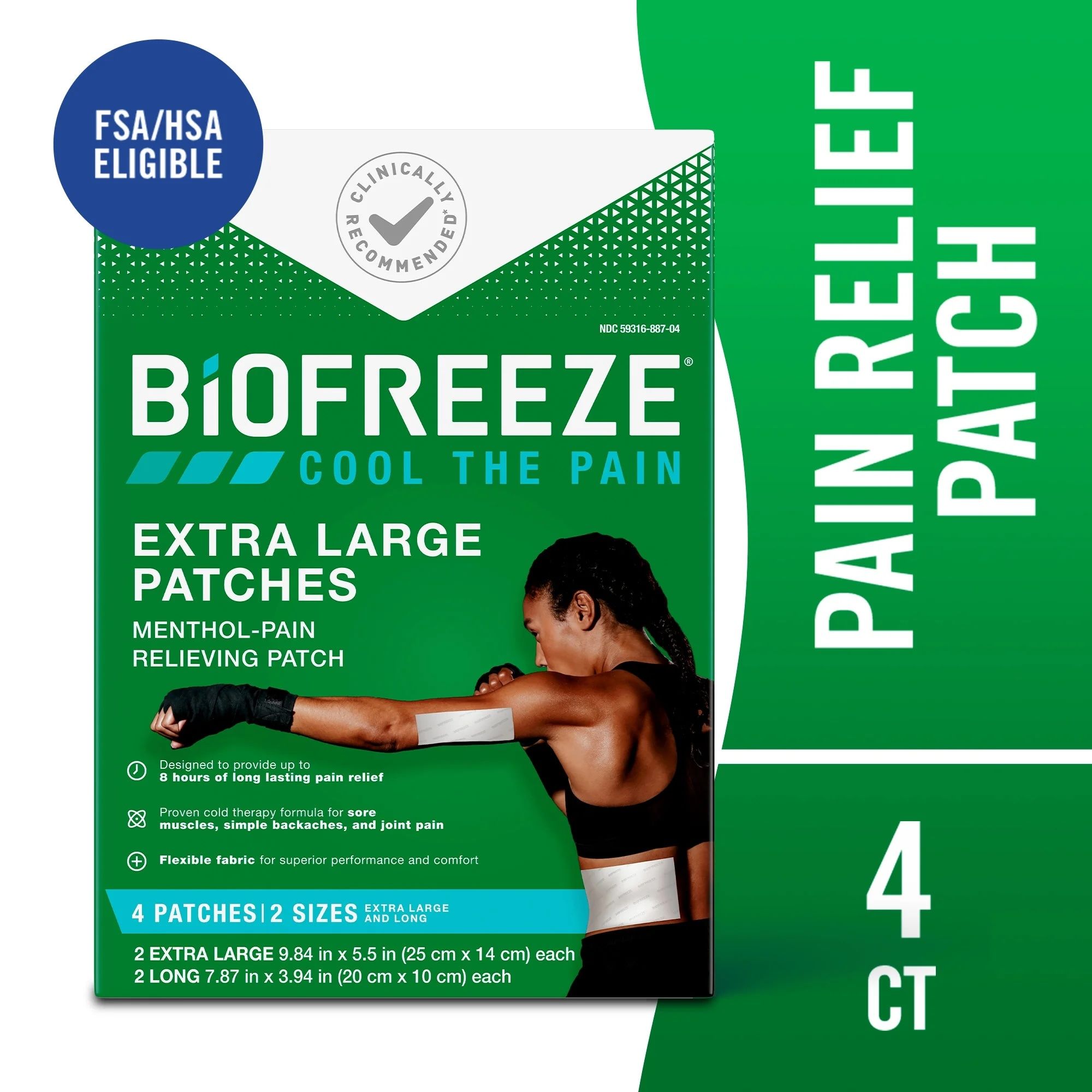 Biofreeze Topical Pain Relief Patches, Extra Large - 4 patches