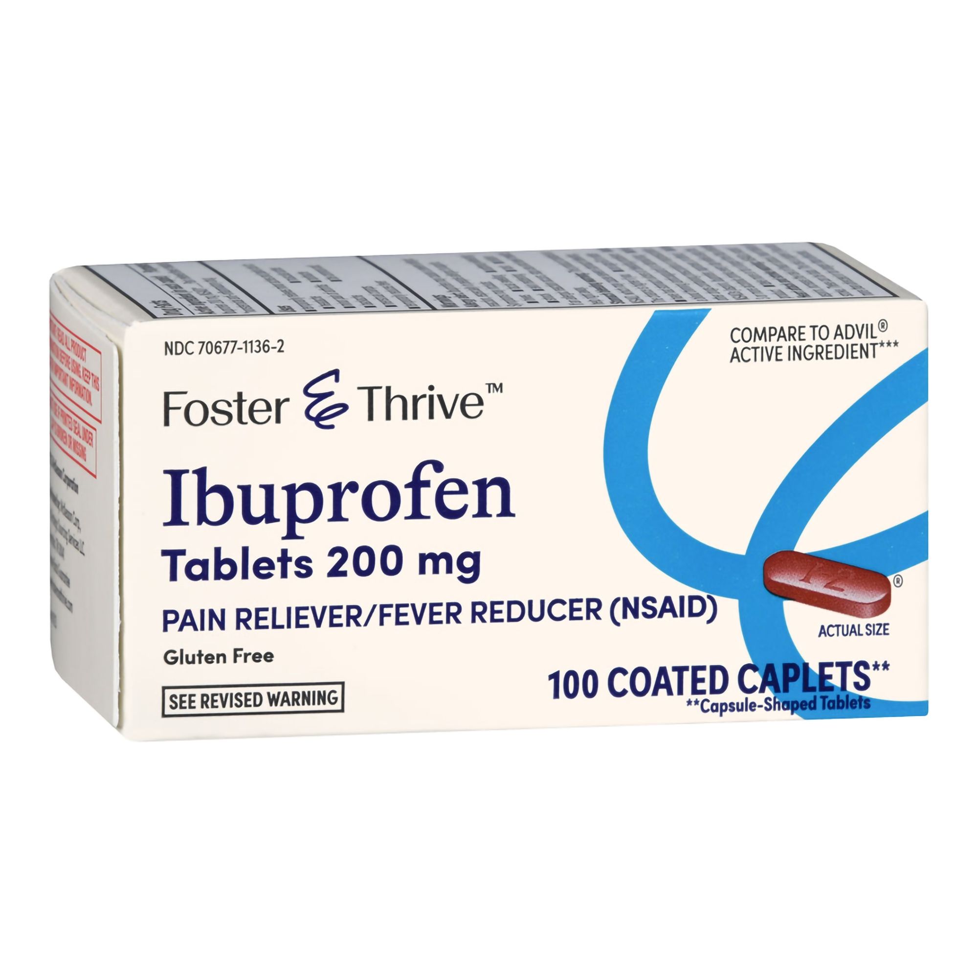 Foster & Thrive Ibuprofen Coated Caplets, 200 mg - 100 ct