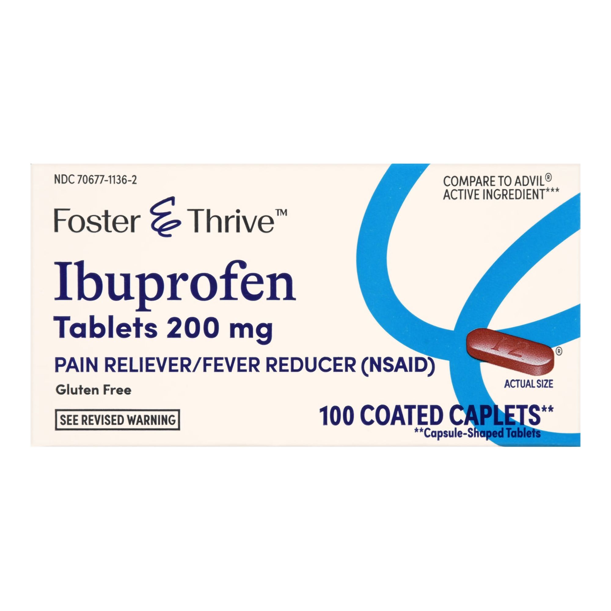 Foster & Thrive Ibuprofen Coated Caplets, 200 mg - 100 ct