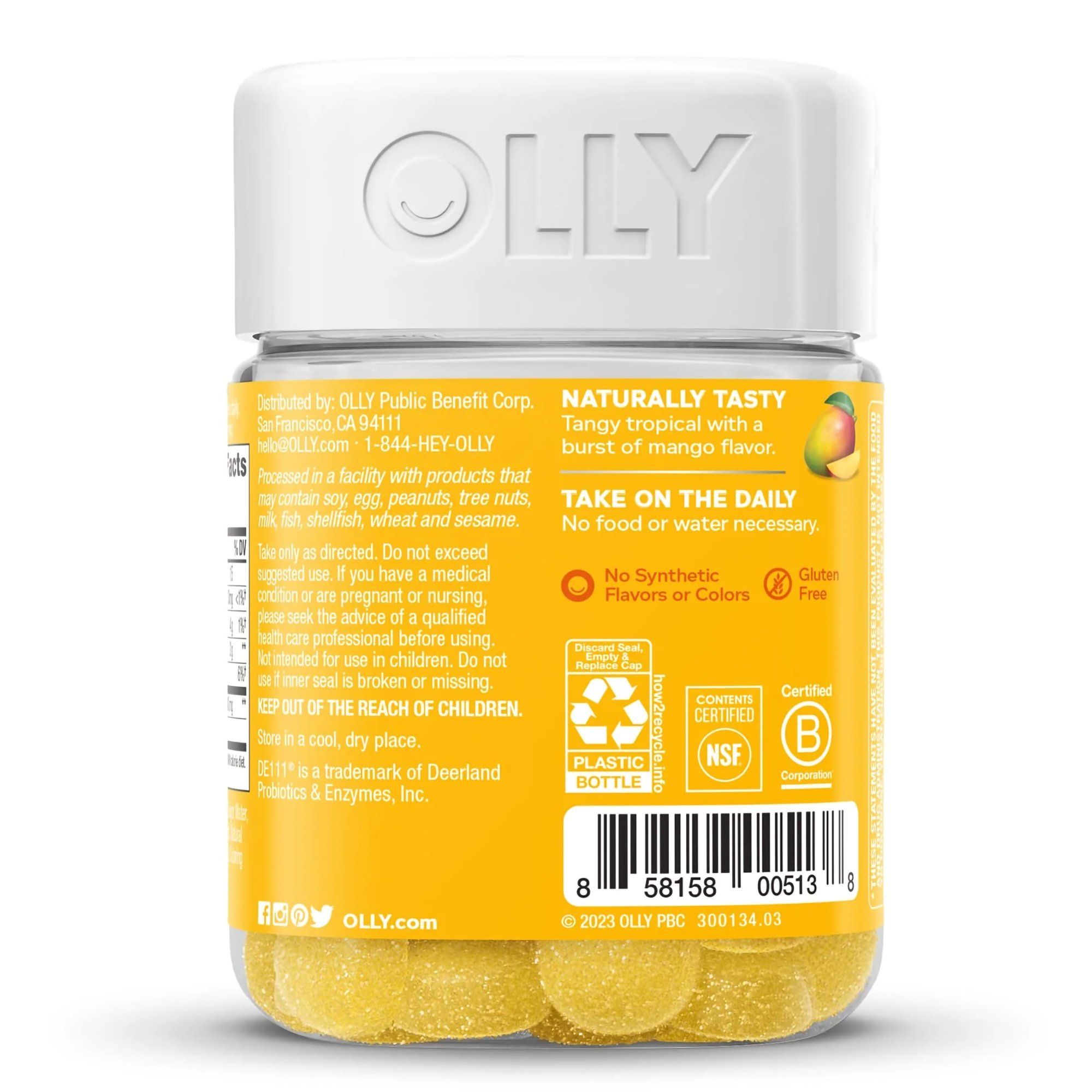 OLLY Probiotic Gummy, Immune & Digestive Health, Mango - 50 ct