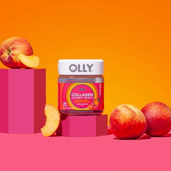 OLLY Collagen Gummy Rings, Reduce Fine Lines & Boost Skin Resilience, Peach Bellini - 30 ct