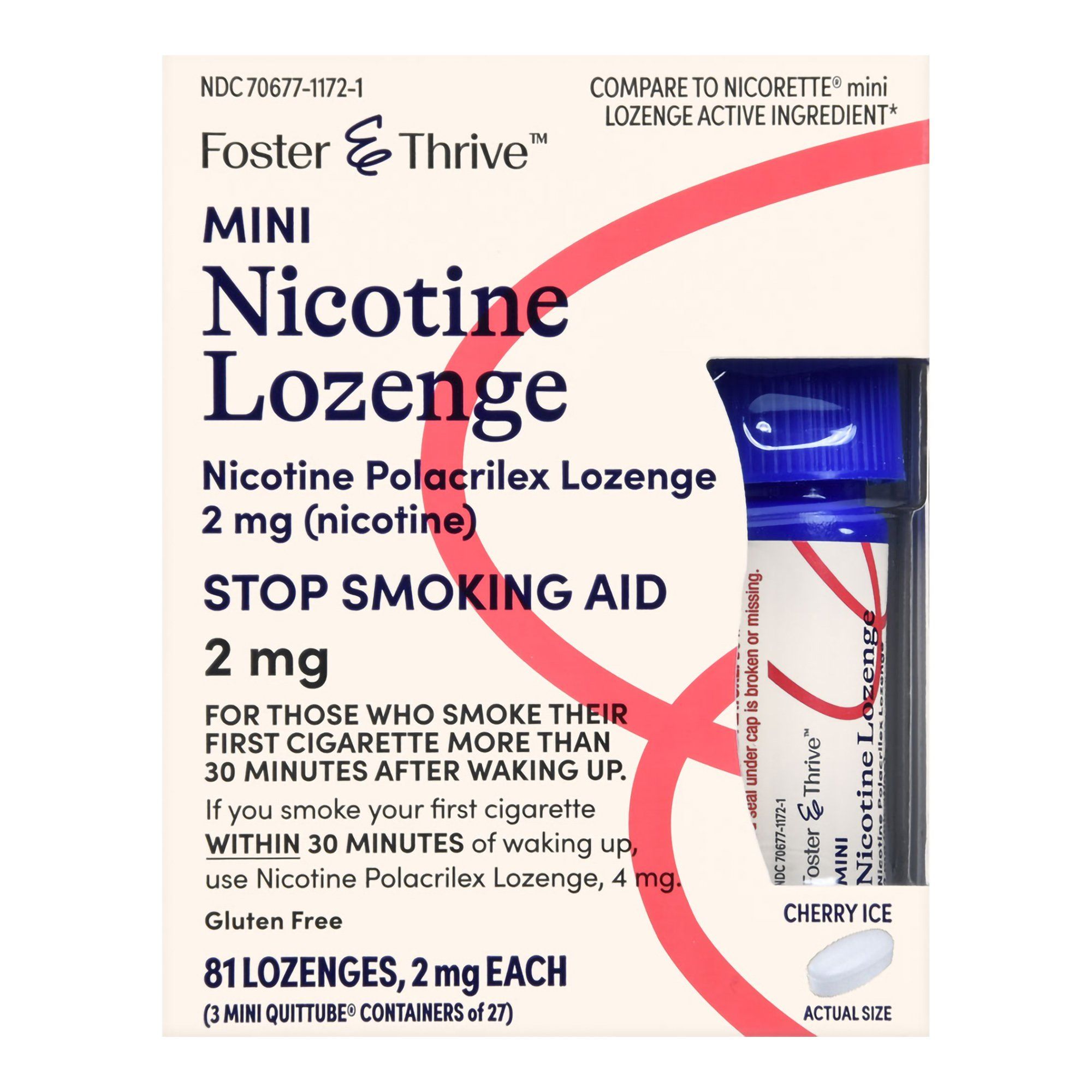 Foster & Thrive Stop Smoking Aid Mini Nicotine Lozenge, 2 mg, Cherry Ice - 81 ct