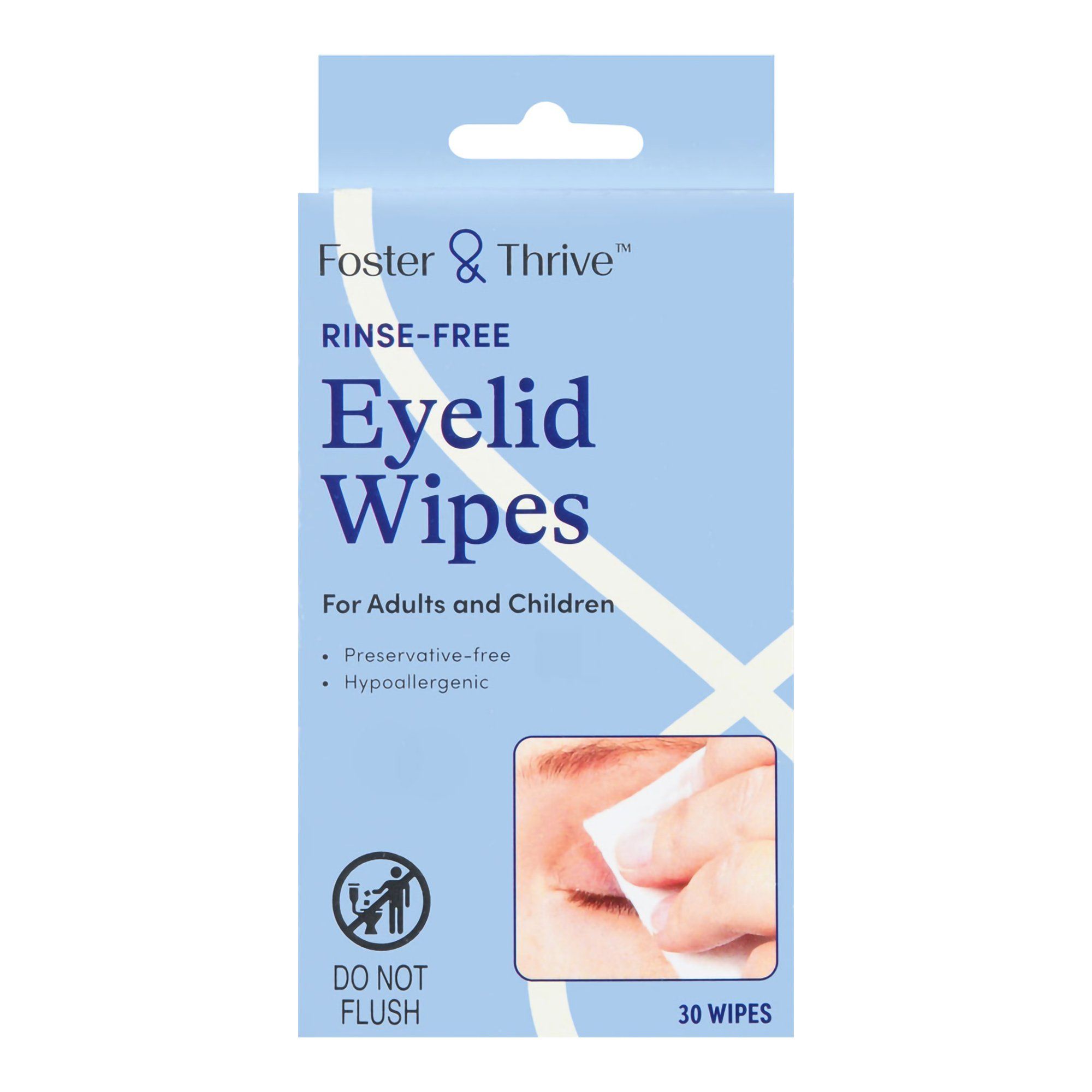 Foster & Thrive Rinse Free Eyelid Cleanser Wipe - 30 ct