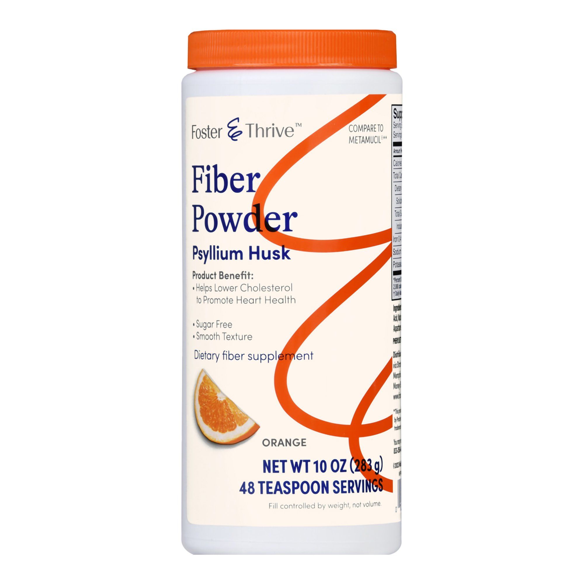 Foster & Thrive Fiber Powder, Smooth Texture, Orange - 10 oz