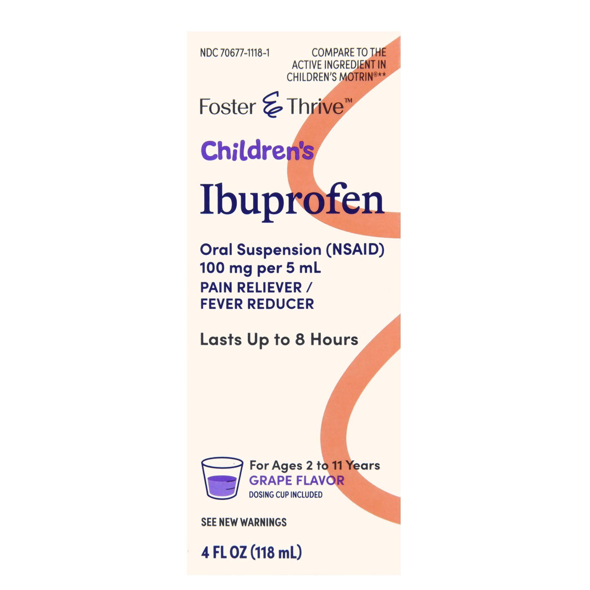 Foster & Thrive Children's Ibuprofen (NSAID), 100 mg, Grape - 4 fl oz