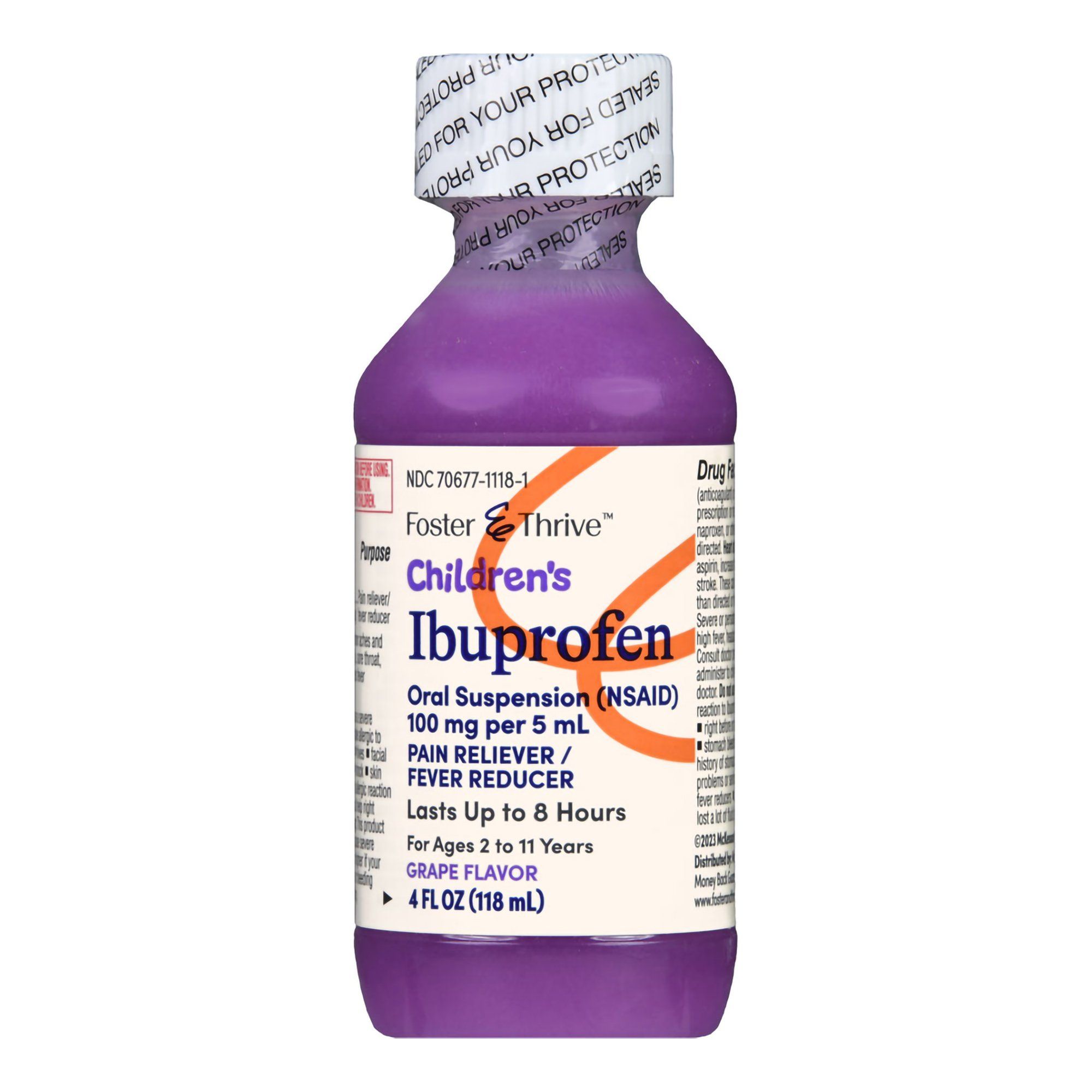 Foster & Thrive Children's Ibuprofen (NSAID), 100 mg, Grape - 4 fl oz