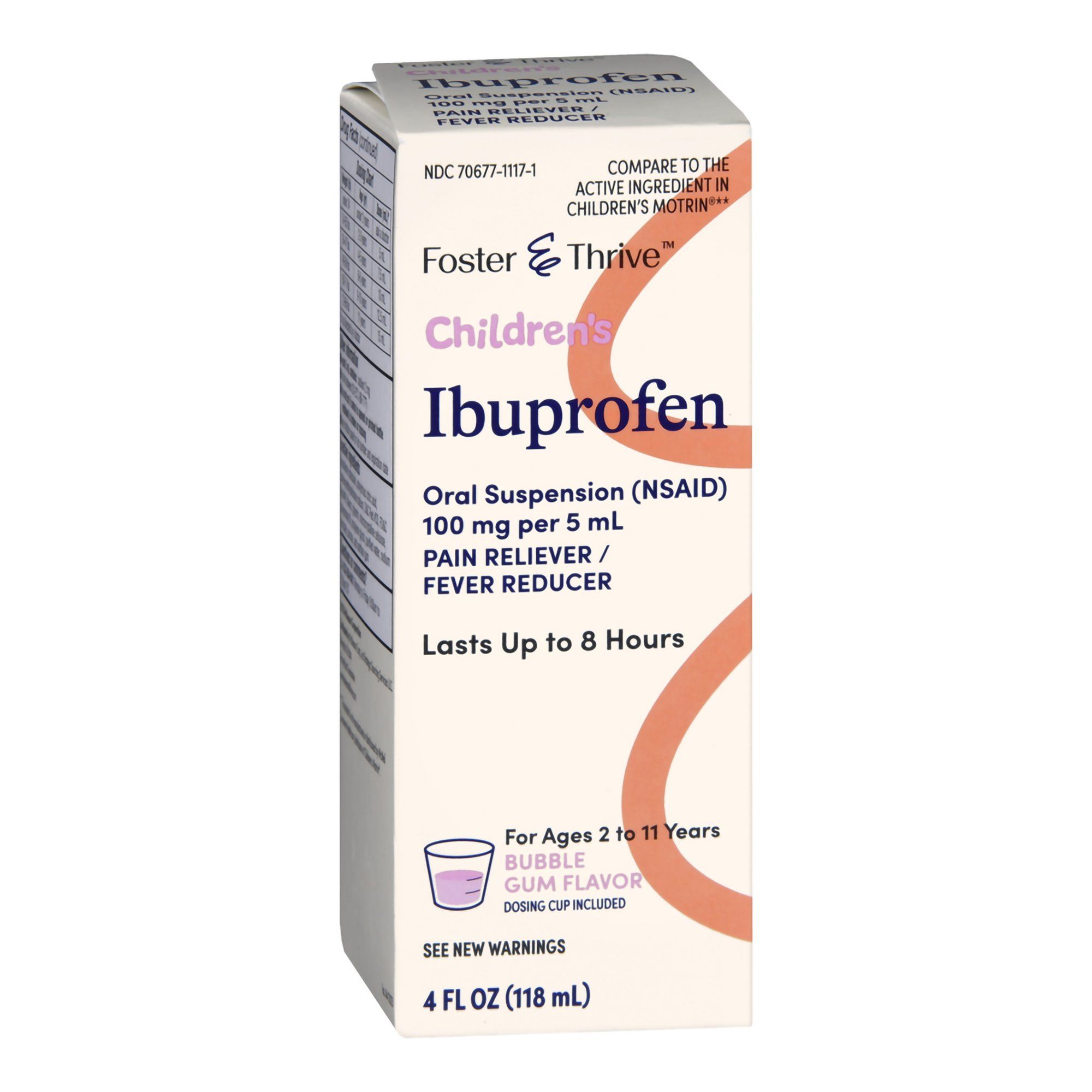 Foster & Thrive Children's Ibuprofen (NSAID),100 mg, Bubble Gum -  4 fl oz