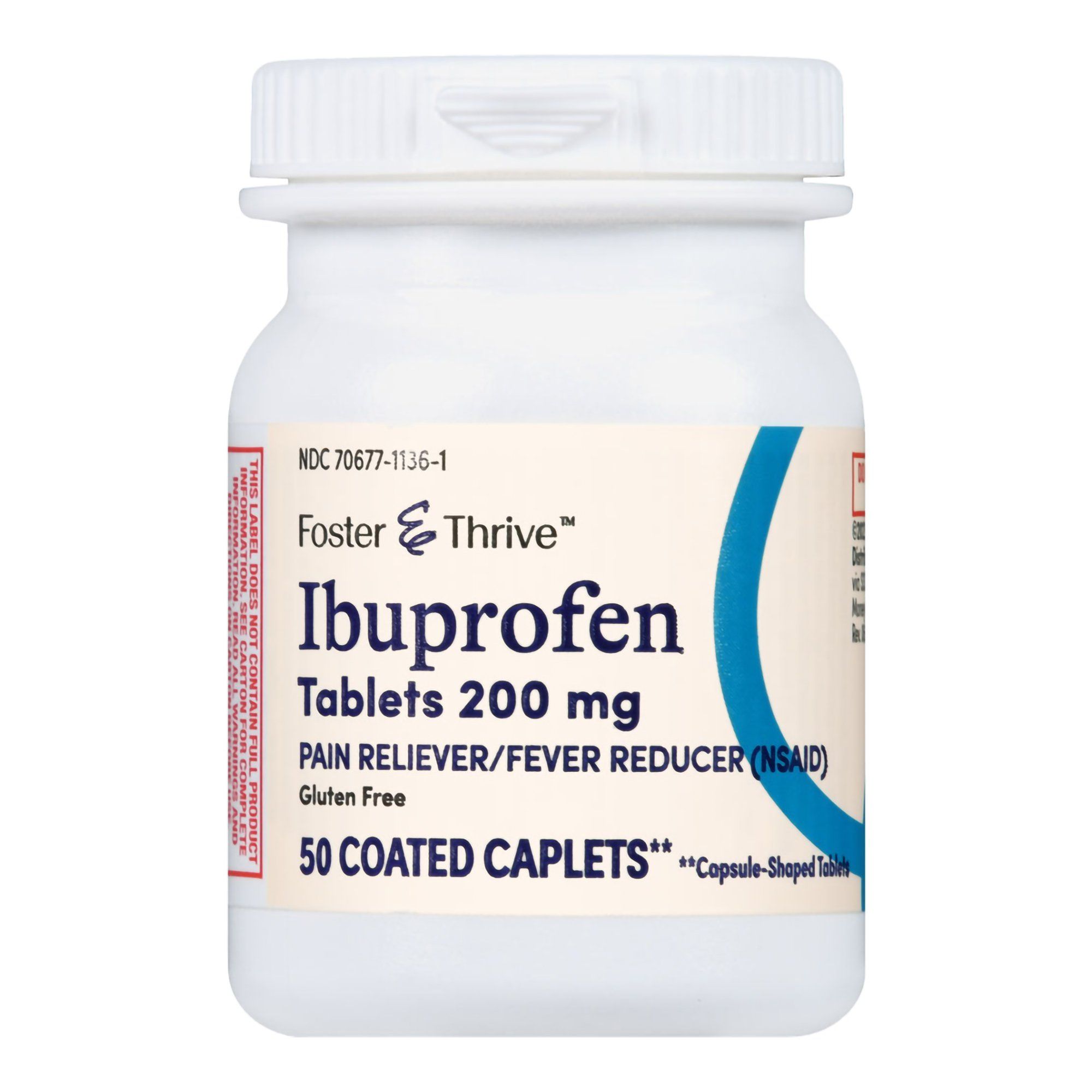 Foster & Thrive Ibuprofen Coated Caplets, 200 mg - 50 ct