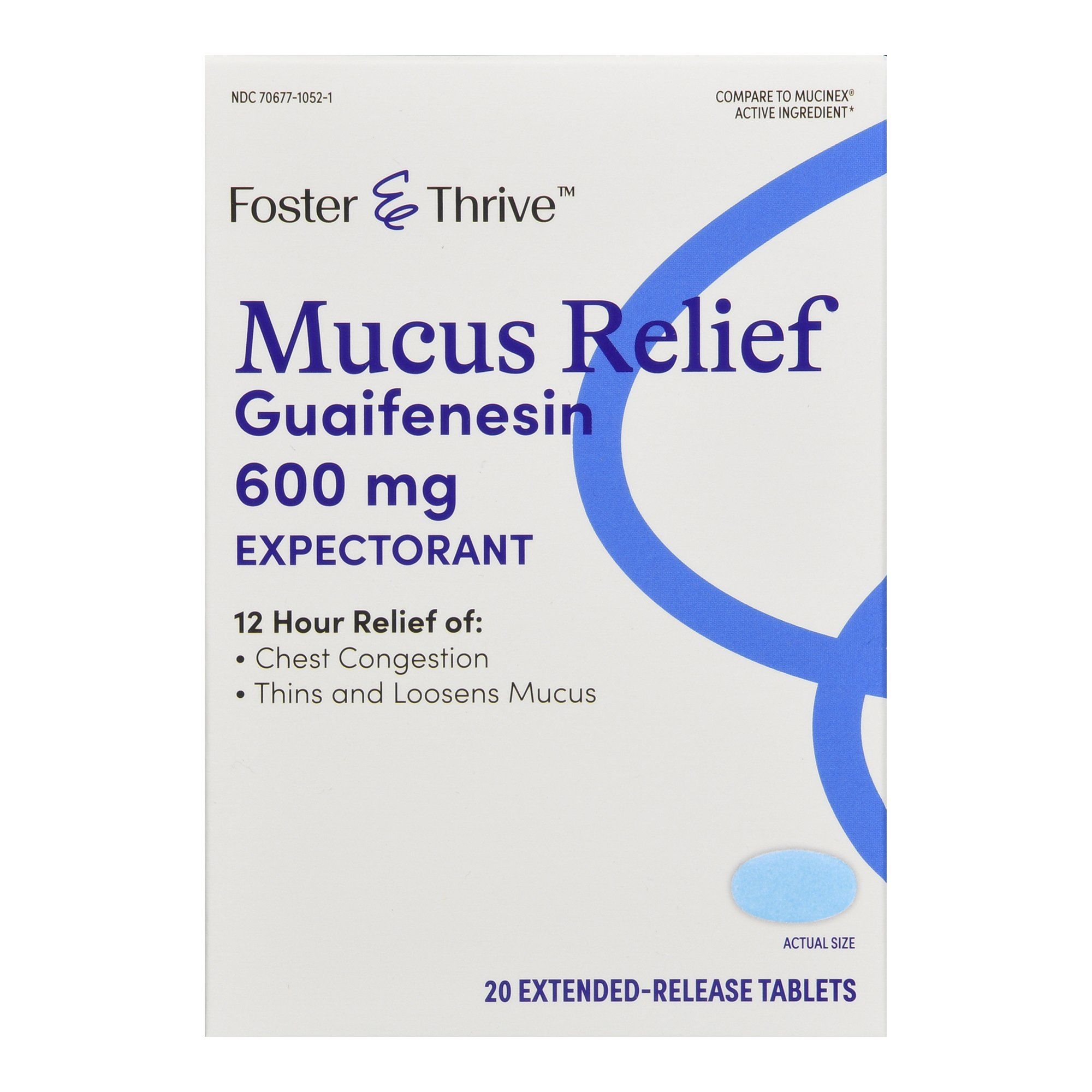 Foster & Thrive Mucus Relief Guaifenesin Extended-Release Tablets, 600 mg - 20 ct