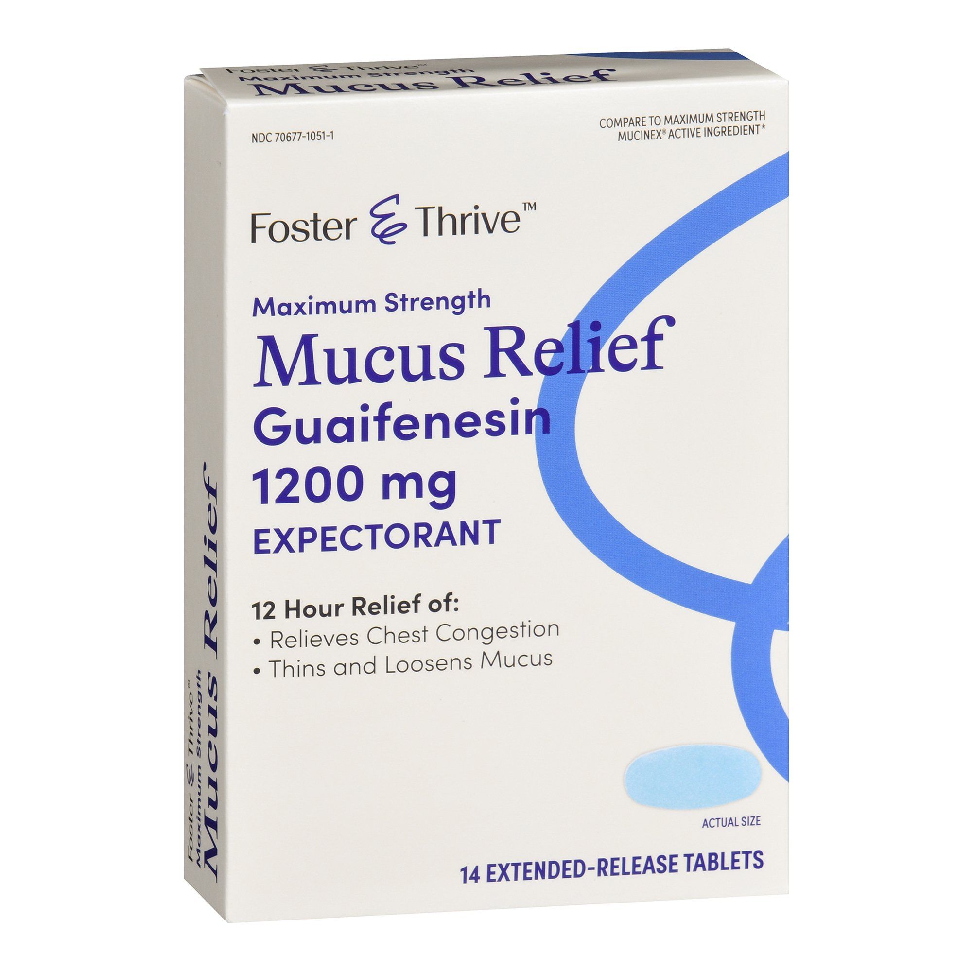 Foster & Thrive Maximum Strength Mucus Relief Guaifenesin Extended-Release Tablets, 1200 mg - 14 ct