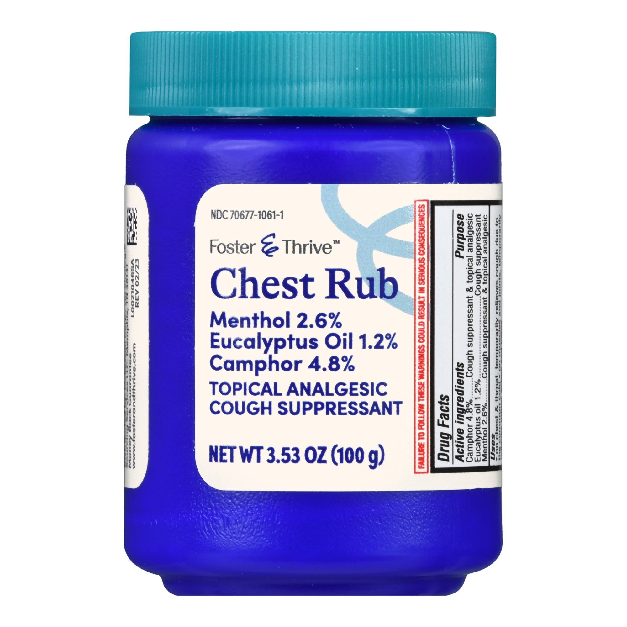 Foster & Thrive Topical Analgesic, Cough Suppressant Chest Rub - 3.53 oz