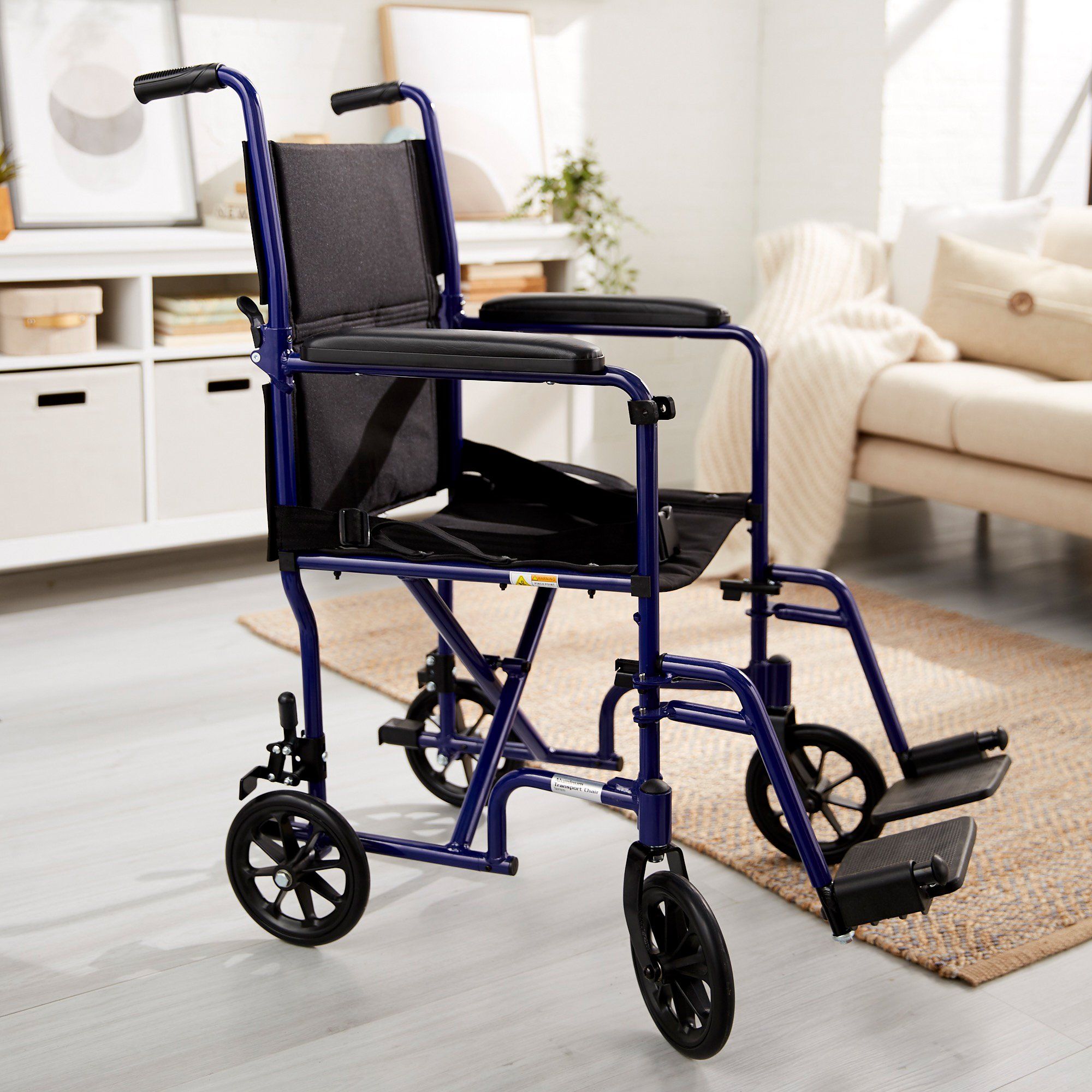 McKesson Lightweight Transport Chair, Blue - 300 lbs Capacity