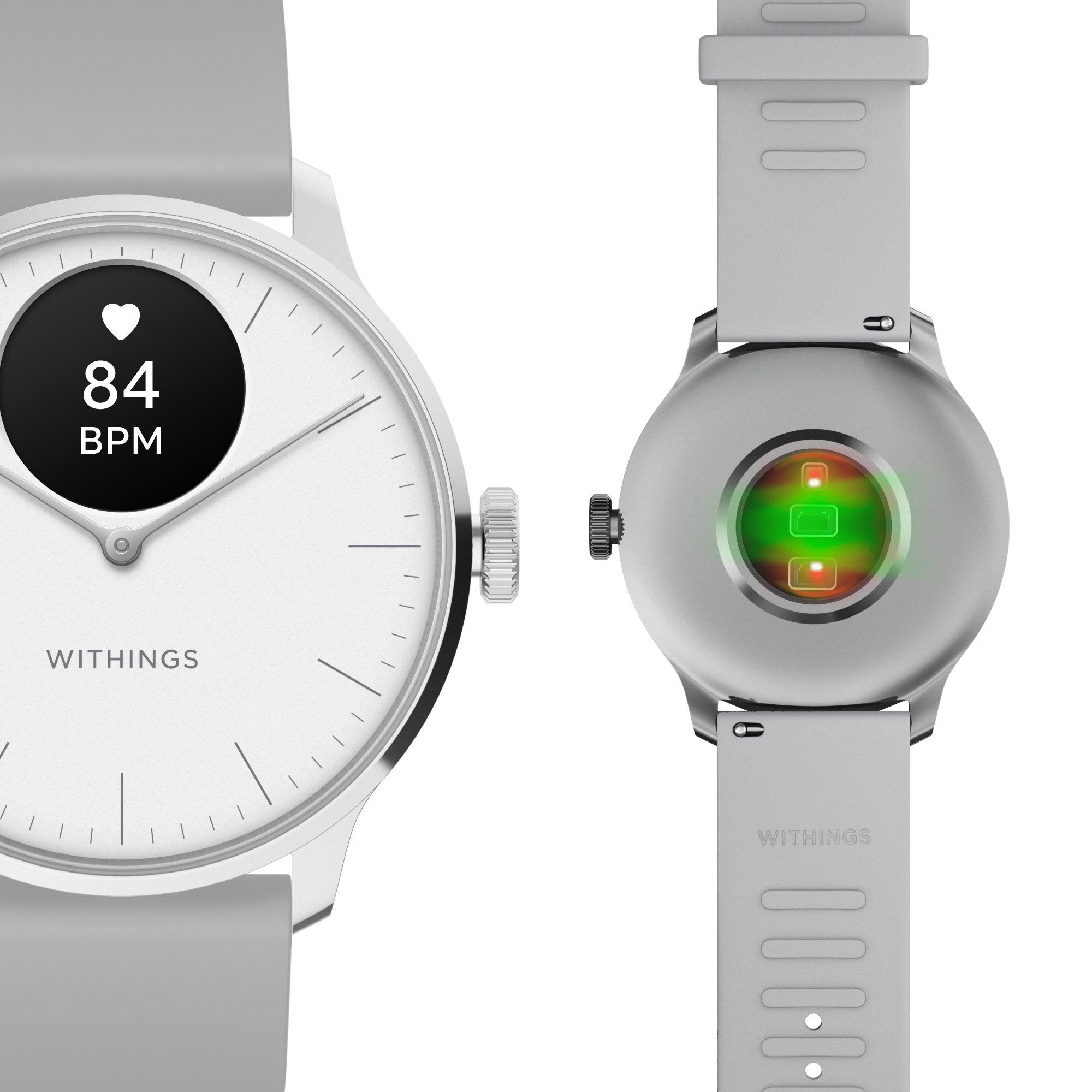 Withings ScanWatch Light - Daily Health Hybrid Smartwatch, 37mm - White/Silver