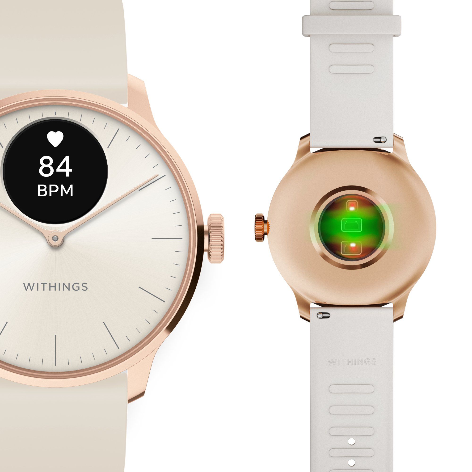 Withings ScanWatch Light - Daily Health Hybrid Smartwatch, 37mm - Sand/Rose