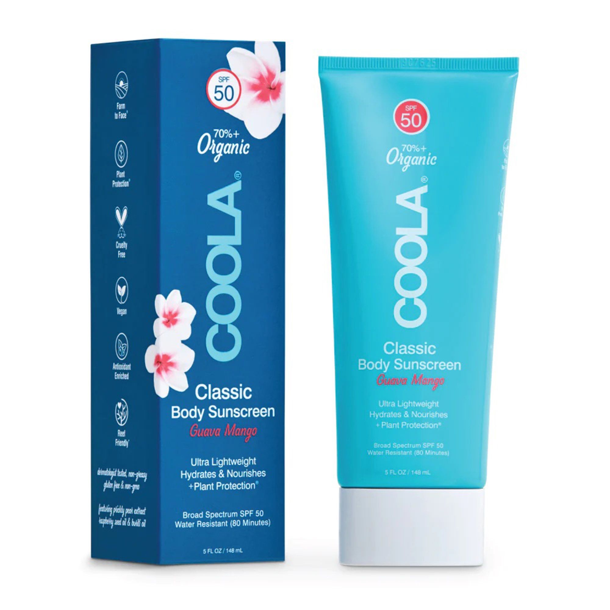 COOLA Classic Body Organic Sunscreen Lotion, Guava Mango, SPF 50 - 5 oz