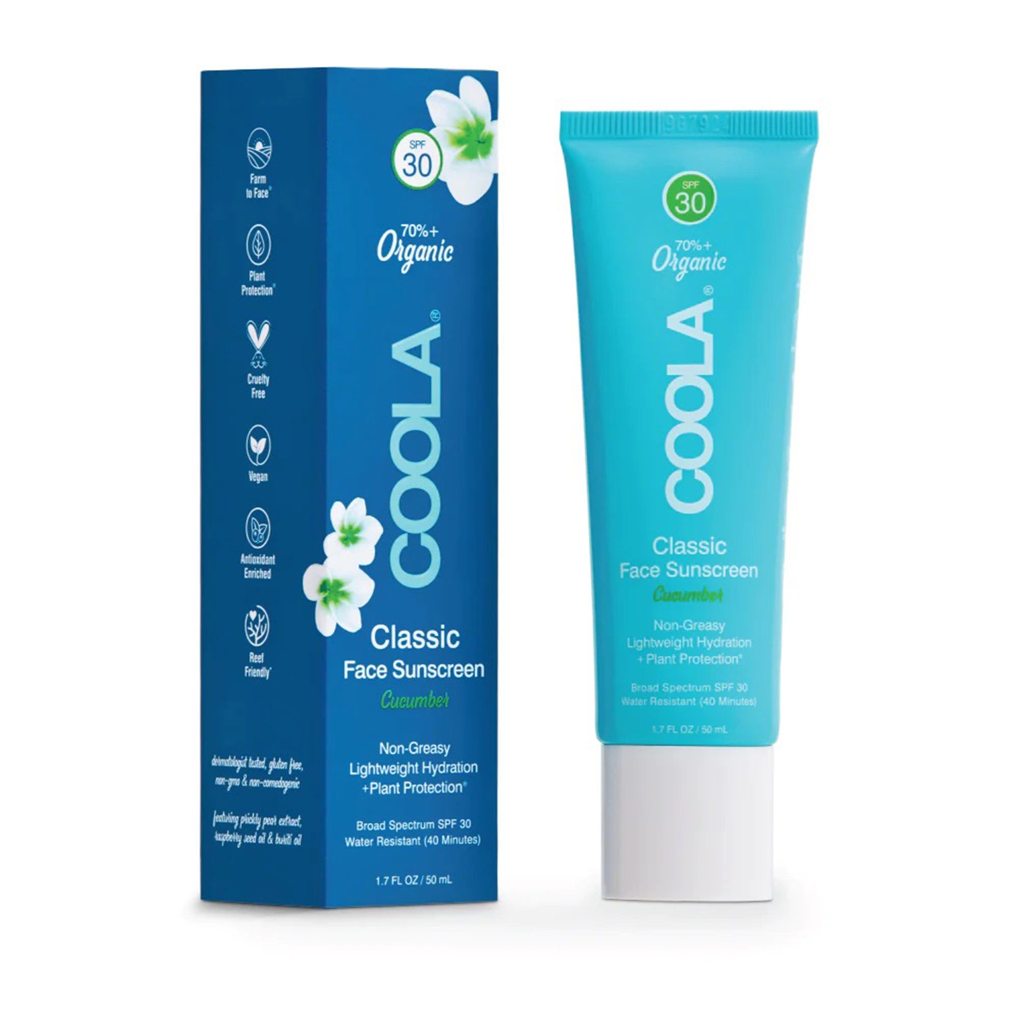 COOLA Classic Face Organic Sunscreen Lotion, Cucumber, SPF 30 - 1.7 fl oz