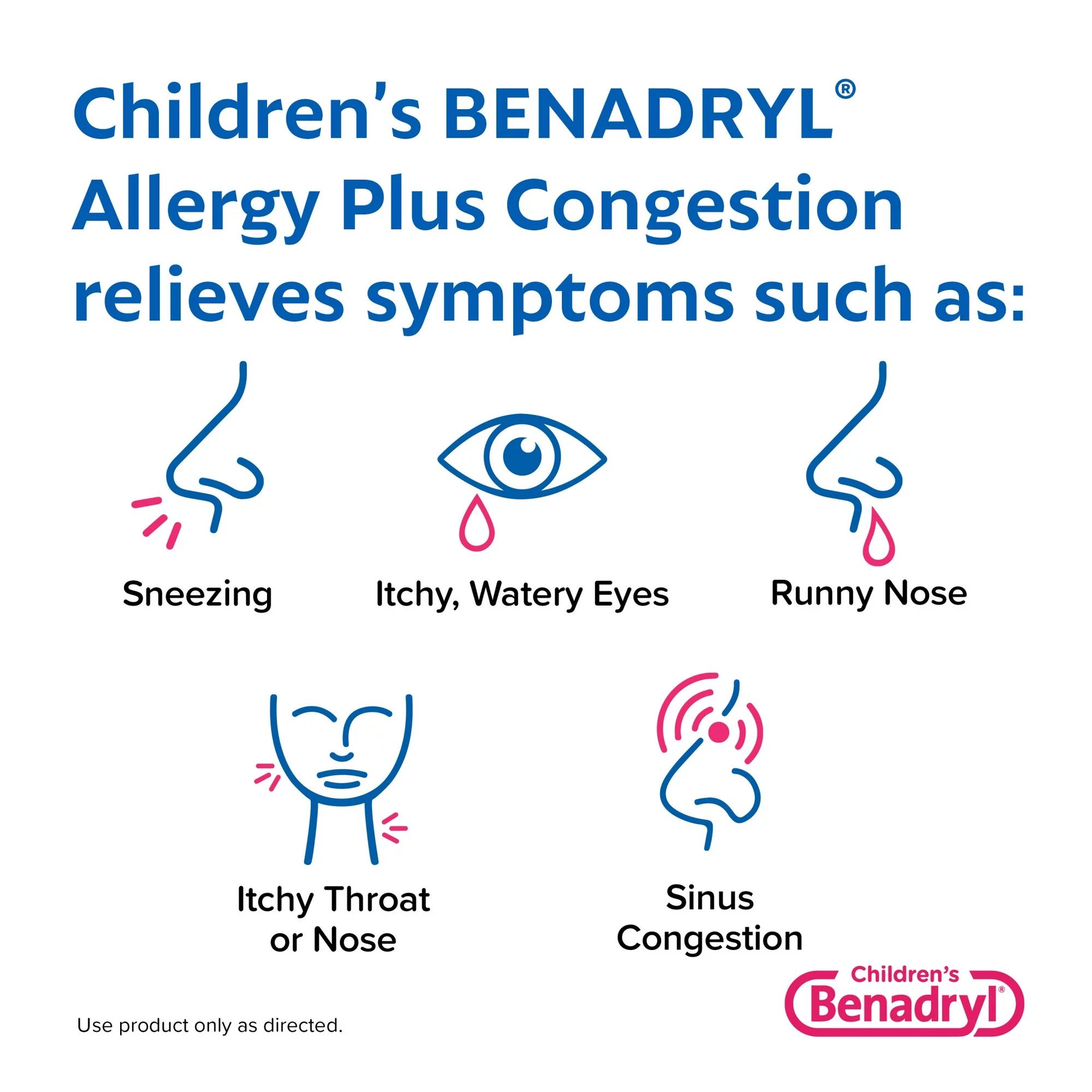 Children's Benadryl Allergy Plus Congestion Relief Liquid, Grape - 4 fl oz