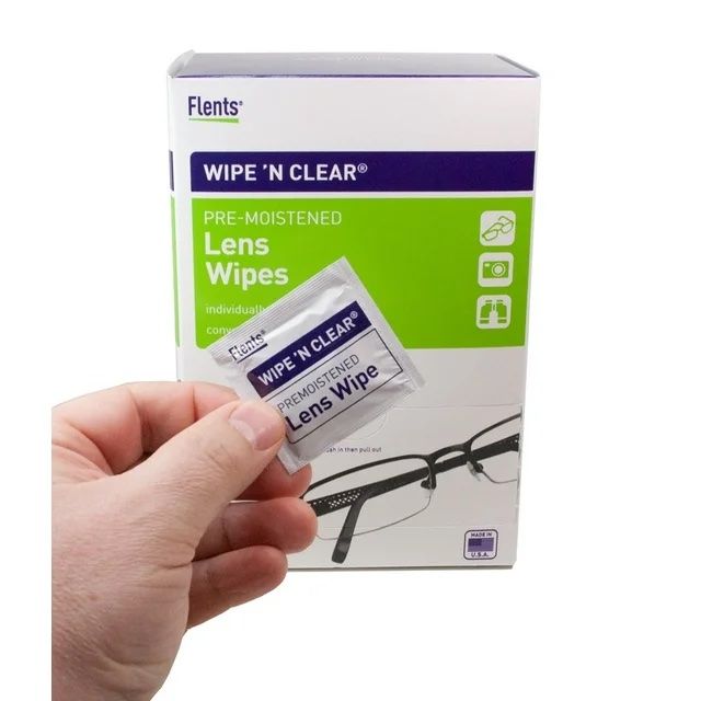 Flents Wipe 'N Clear Lens Cleaning Wipes, Anti-Streak & Fast Drying, 5"x 6" - 100 ct
