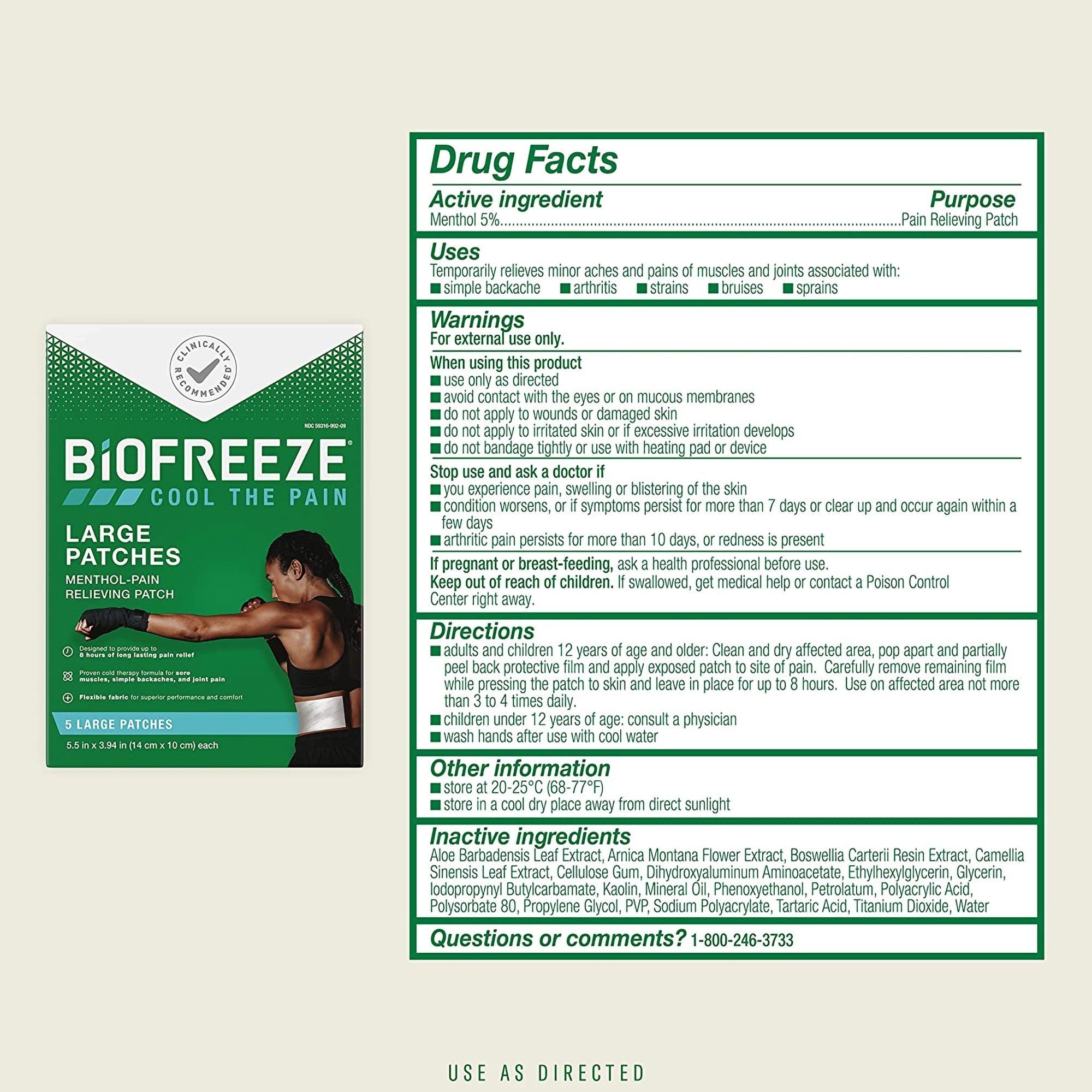 Biofreeze Pain Relief Patch, Large - 5 patches