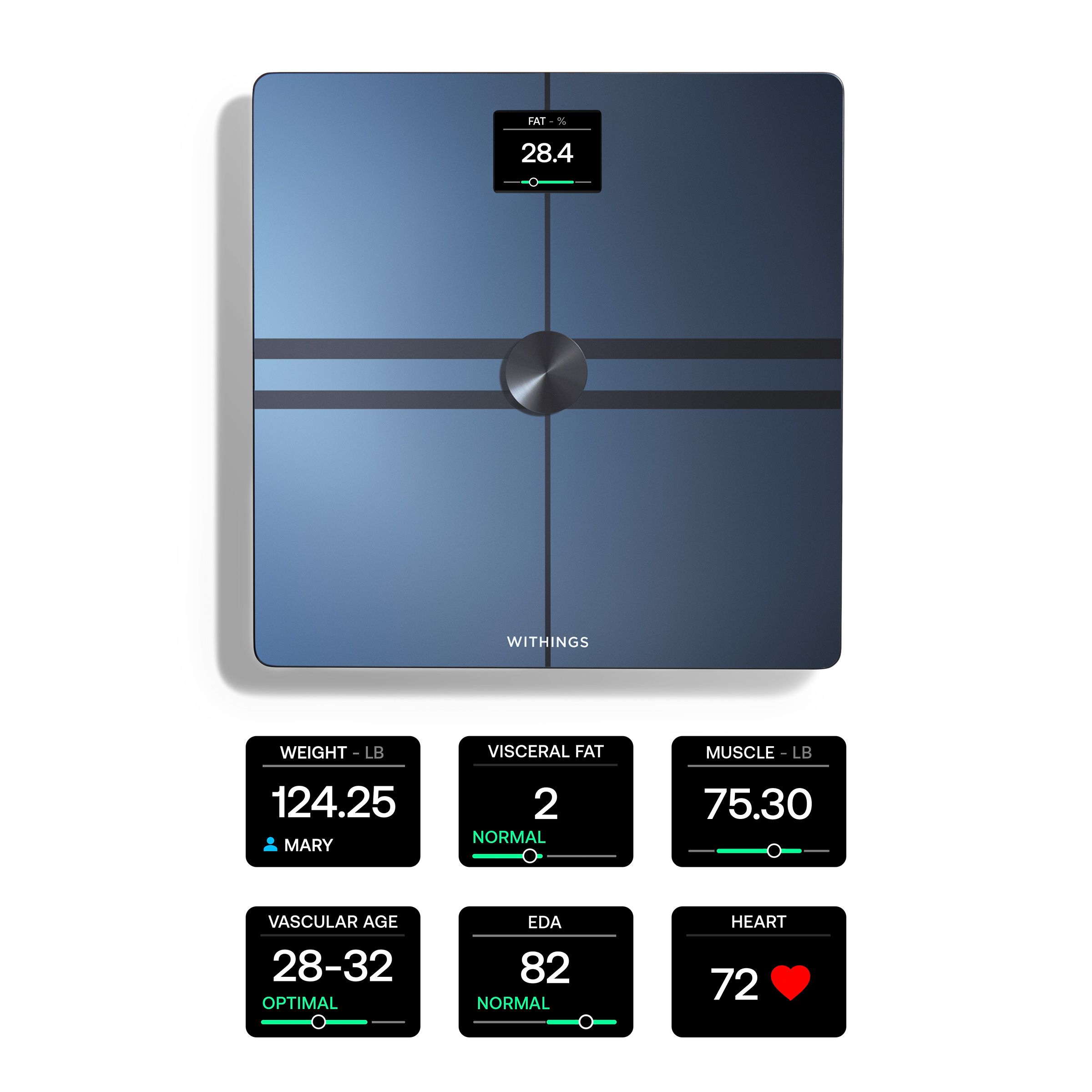 Withings Complete Body Composition Analysis Wi-Fi Smart Scale with LCD Color Screen - Black