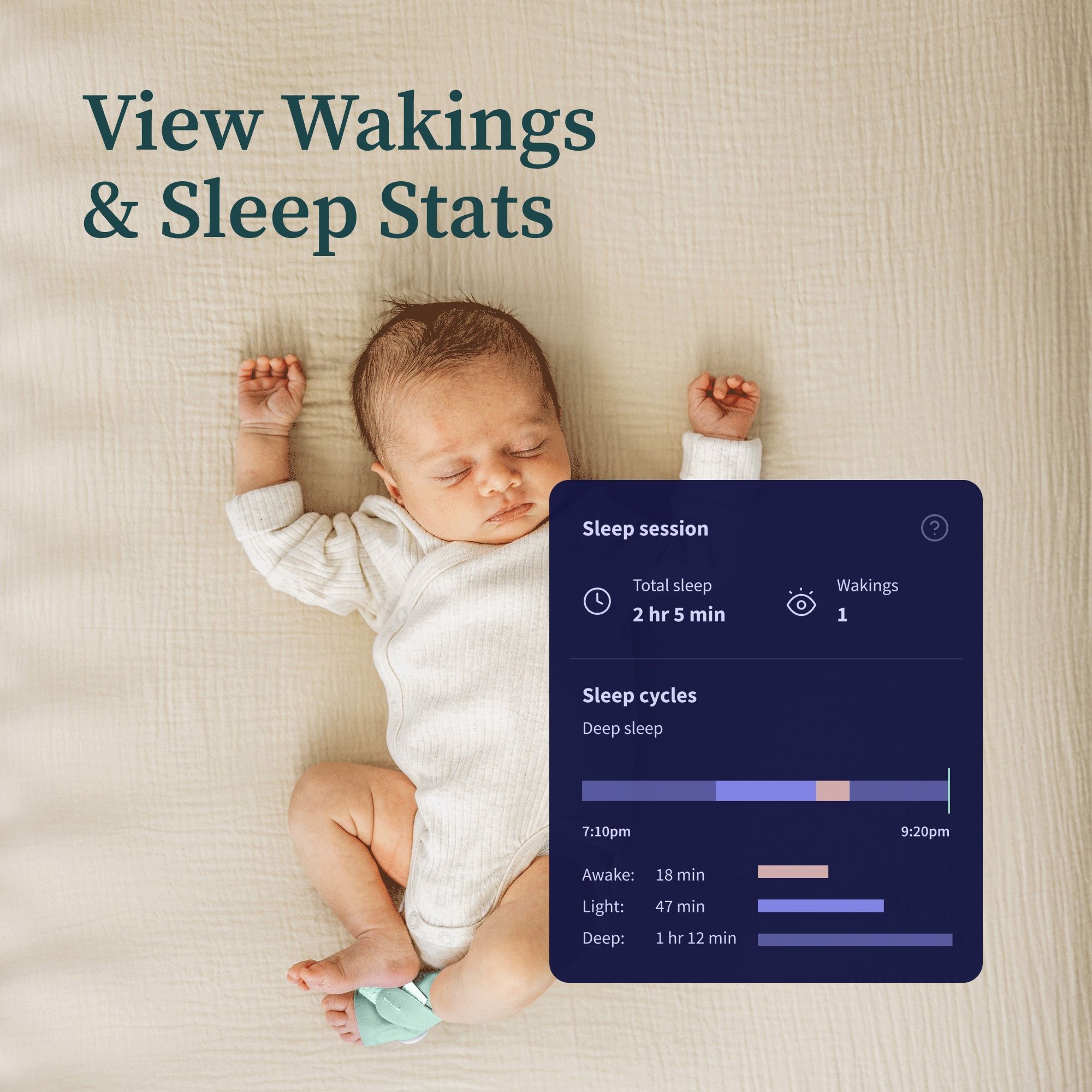Owlet Dream Sock® - FDA-Cleared Smart Baby Monitor with Live Health Readings & Notifications - Bedtime Blue