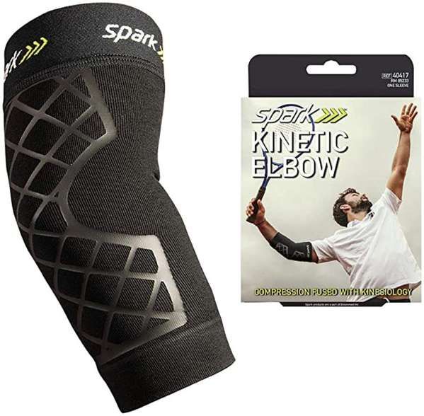 Spark Kinetic Elbow Sleeve Compression Support with Kinesiology Tape, Universal - Small