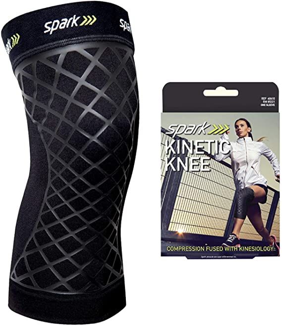 Spark Kinetic Knee Sleeve Compression Support with Kinesiology Tape, Universal - Large
