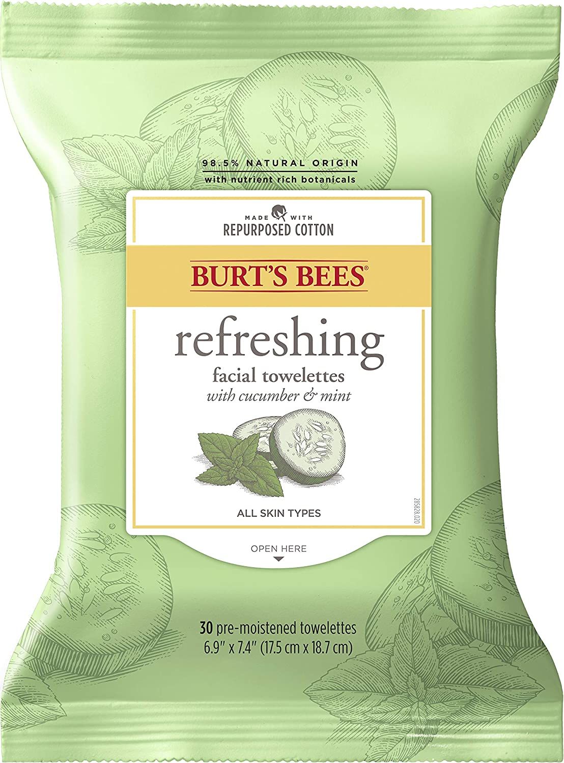 Burt’s Bees® Refreshing Facial Cleanser Towelettes & Makeup Remover with Cucumber & Mint - 30 ct