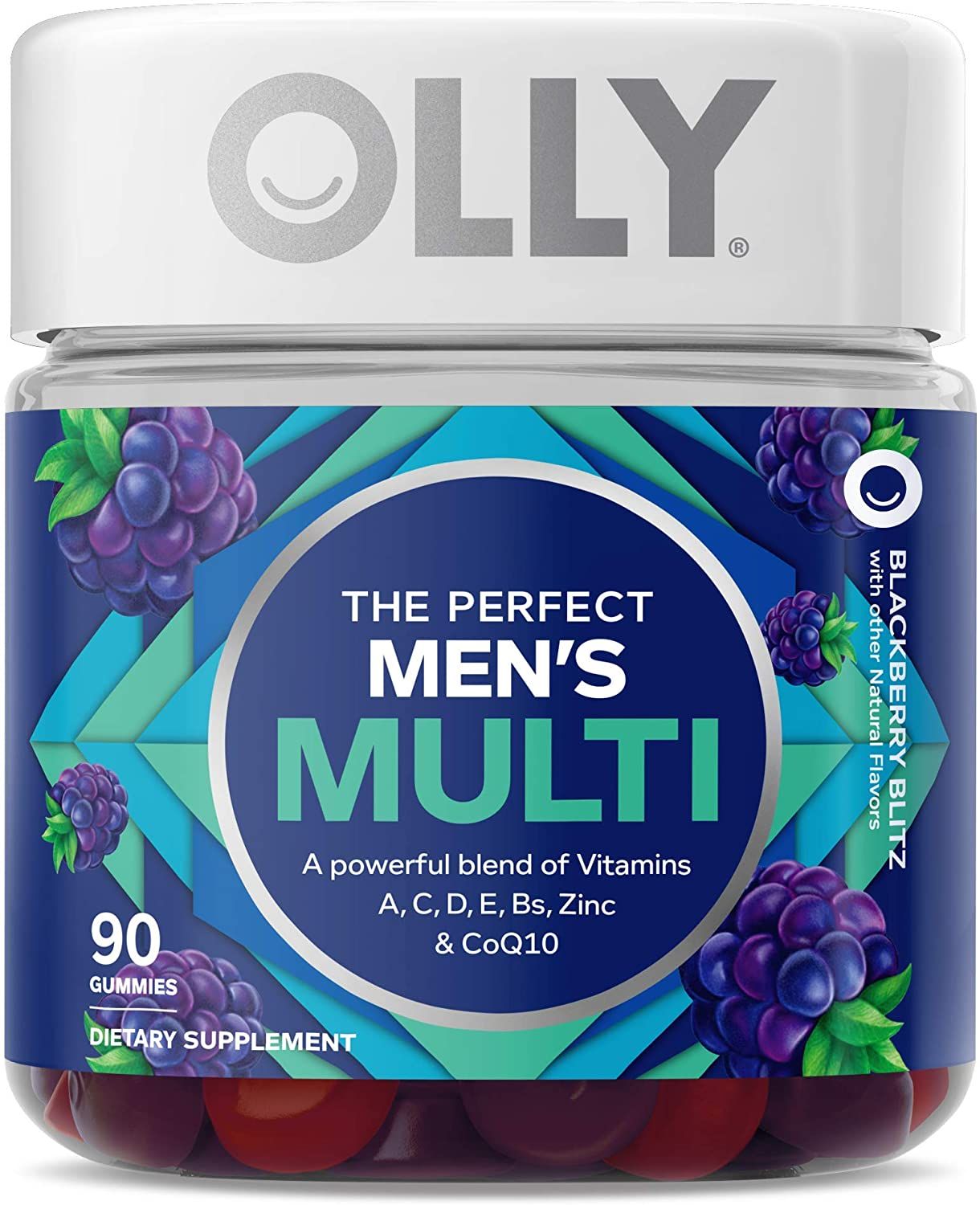 OLLY Perfect Men's Multivitamin Gummy, Blackberry Blitz - 90 ct
