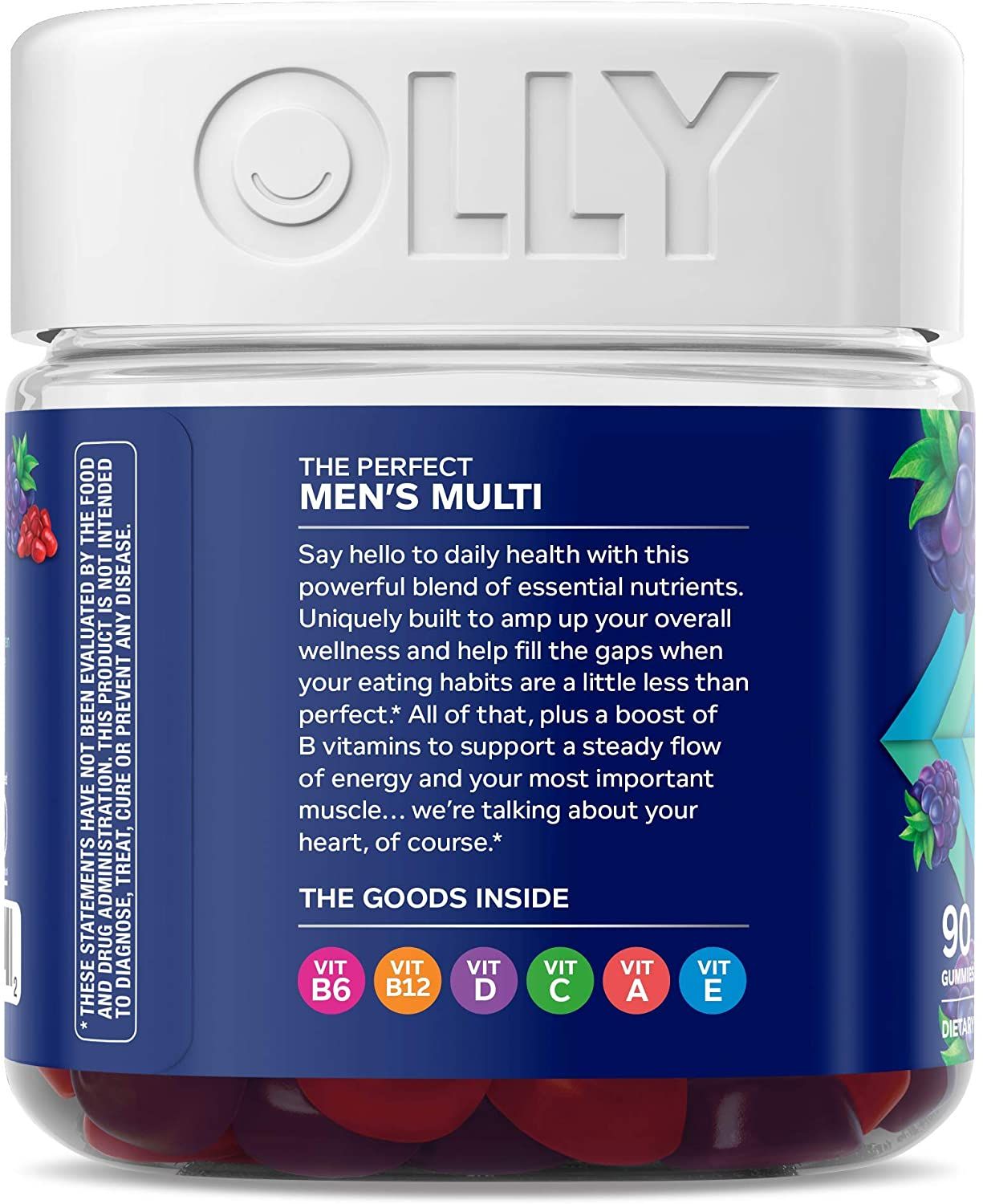 OLLY Perfect Men's Multivitamin Gummy, Blackberry Blitz - 90 ct