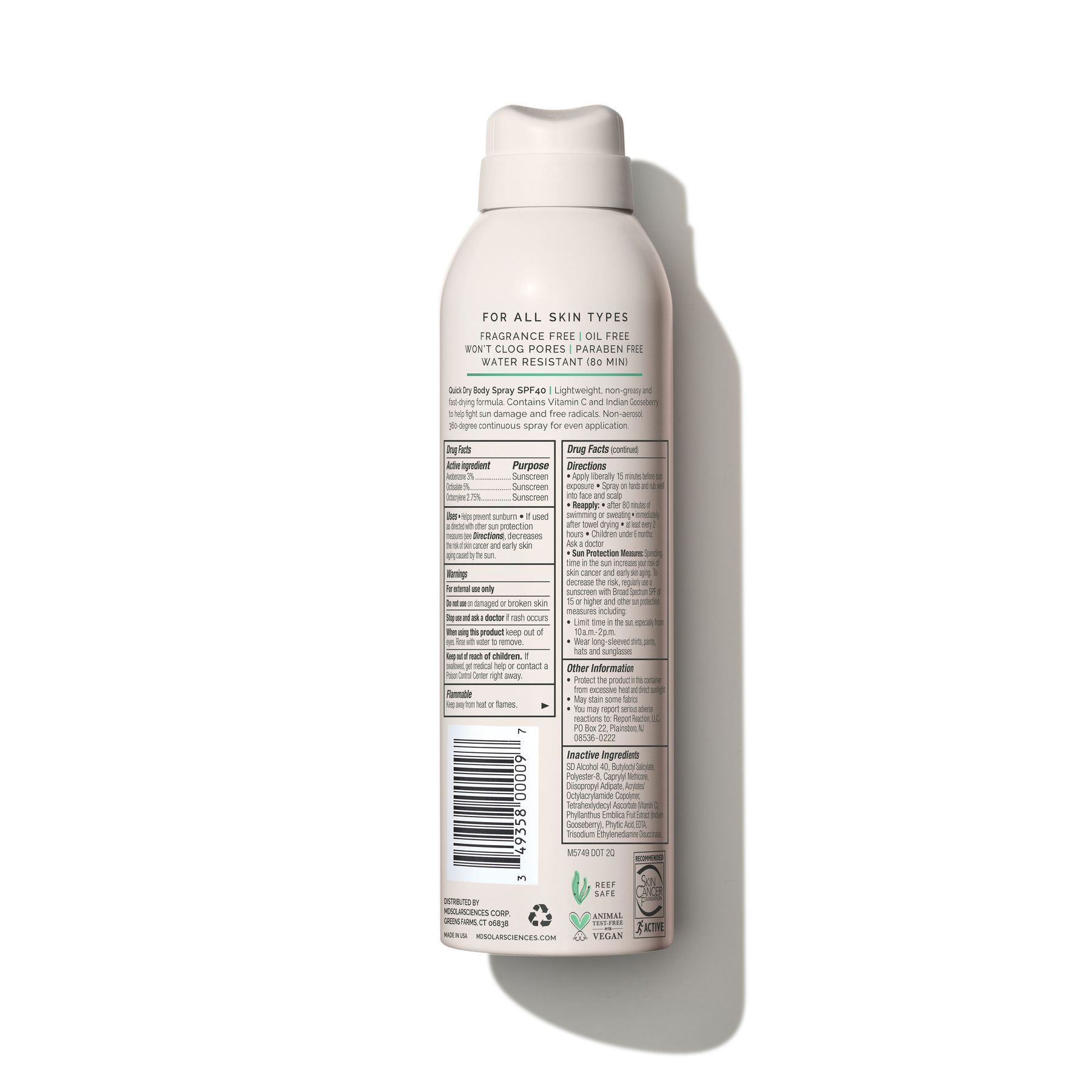 MDSolarSciences Quick Dry Sunscreen Spray, SPF 40 - 6 fl oz