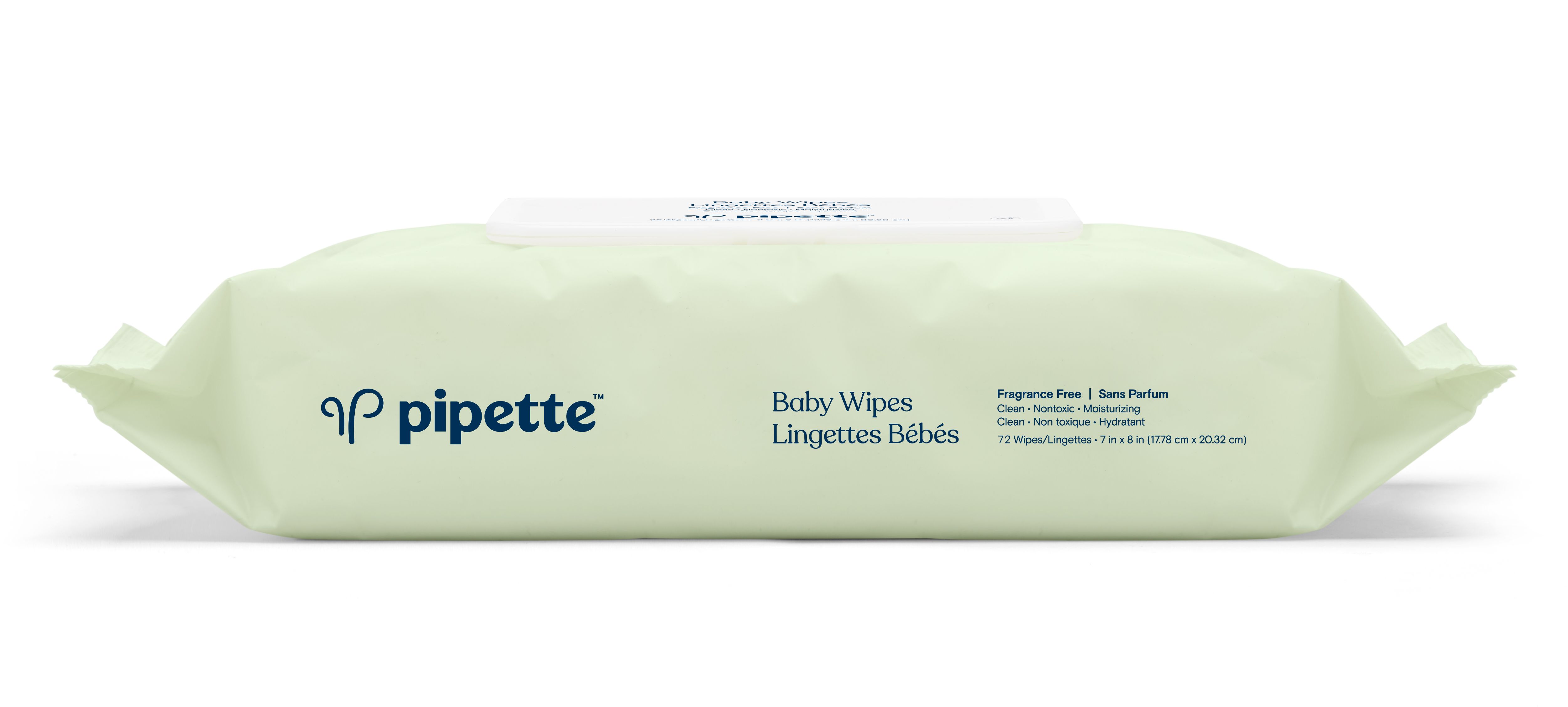 Pipette Baby Wipes, Fragrance Free, 1 Pack - 72 ct