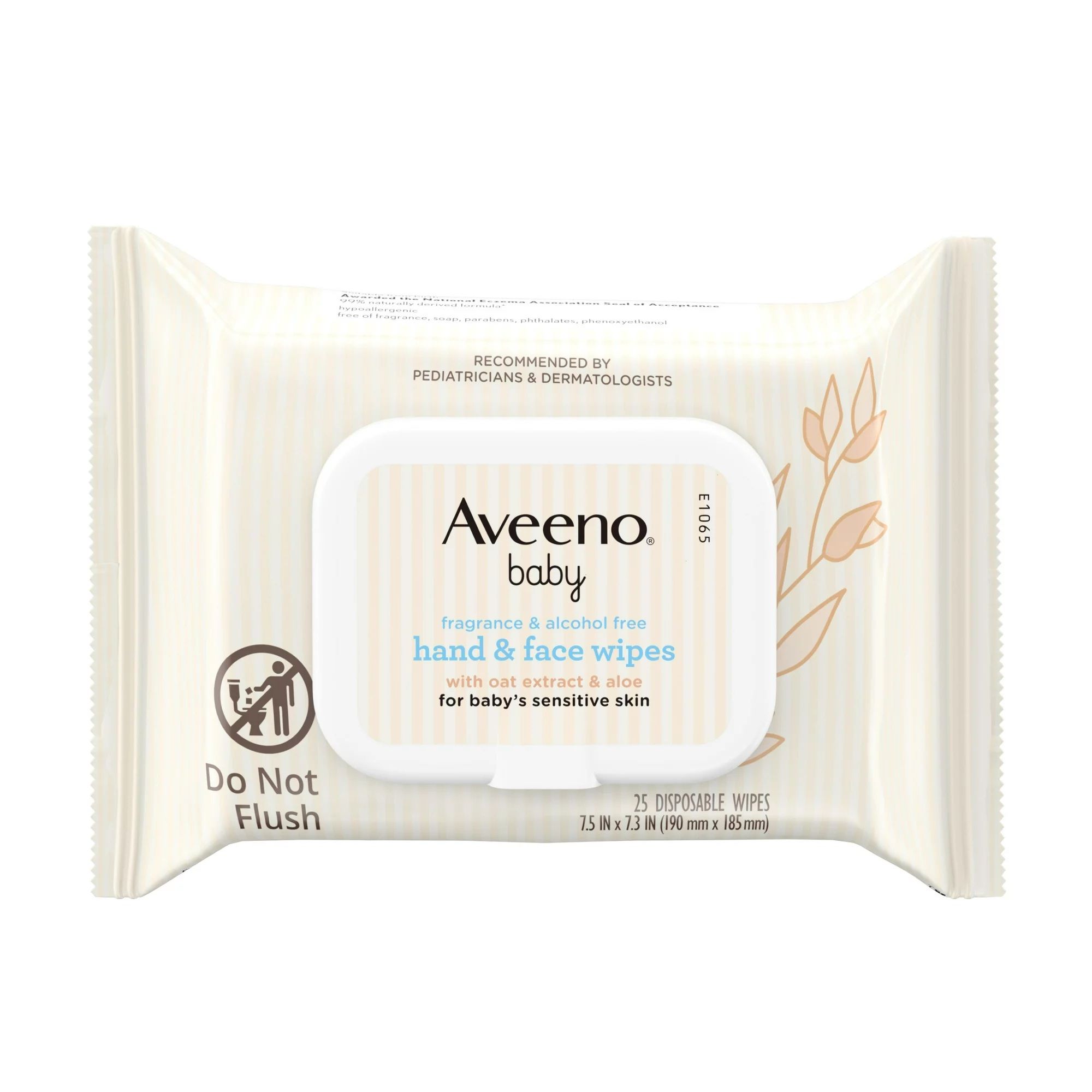 Aveeno Hand & Face Baby Wipes with Oat Extract, Fragrance Free, 1 Pack - 25 ct